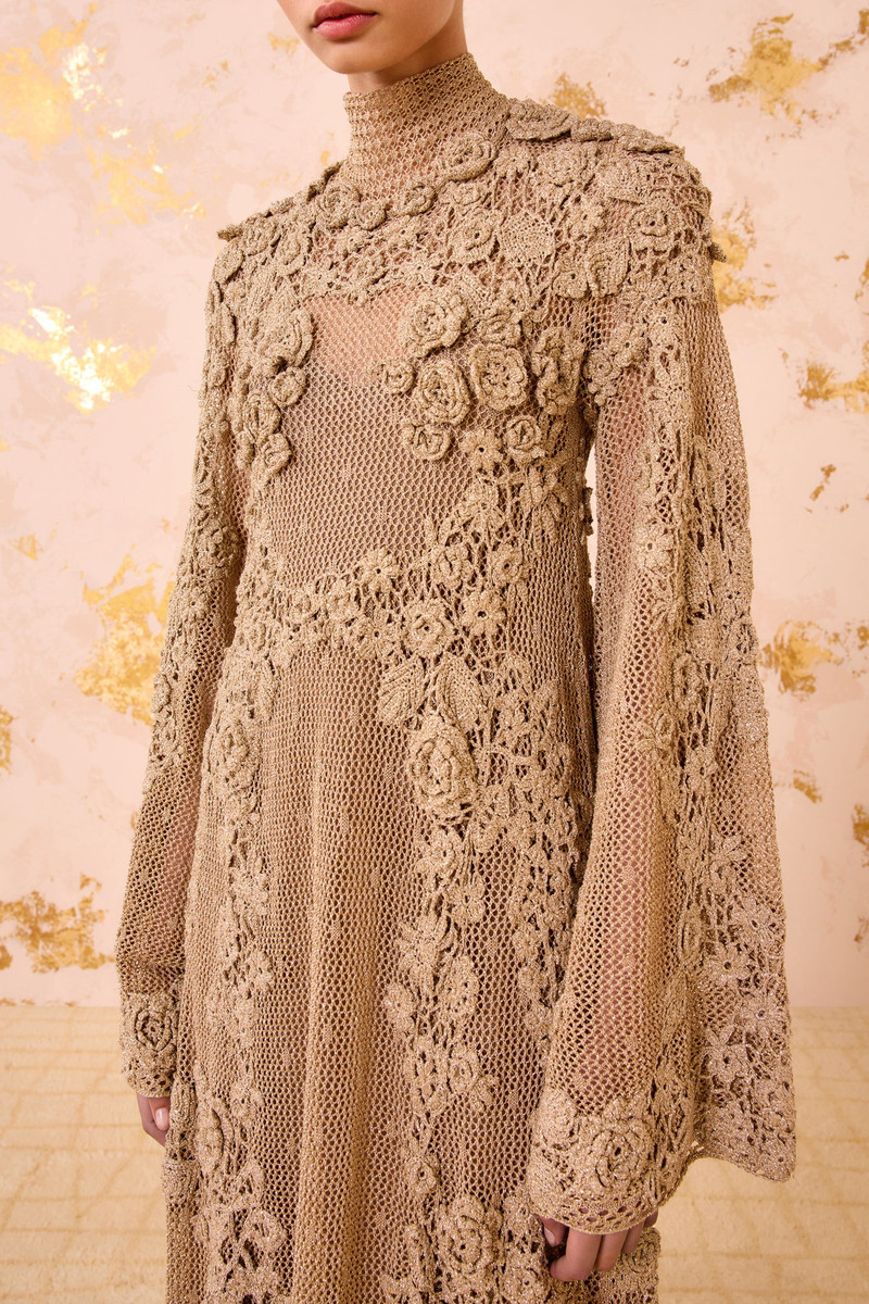 ULLA JOHNSON Leah Crochet Knit Maxi Dress outlook