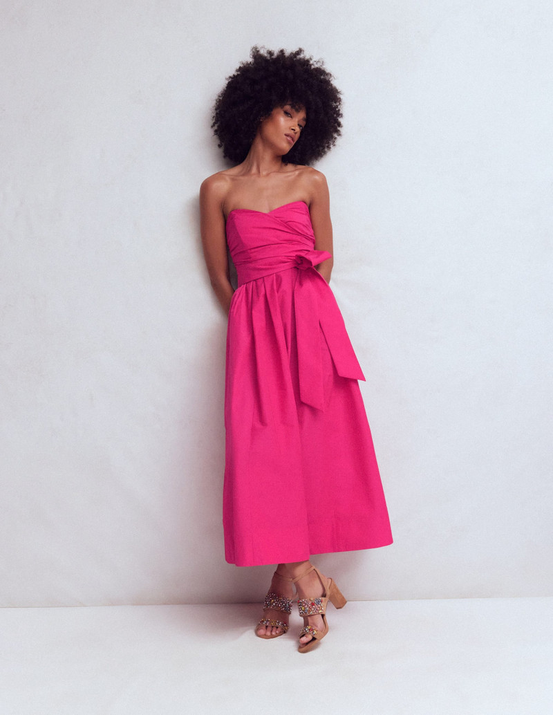Strapless Taffeta Dress-Bright Pink 6