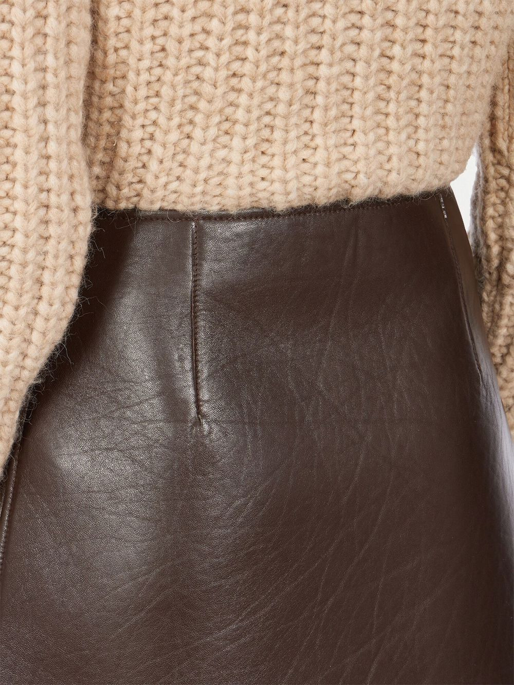 A-line leather mini skirt - 5
