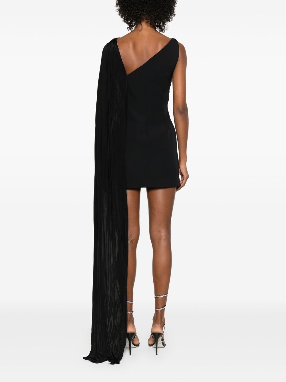 tulle-insert draped mini dress - 4