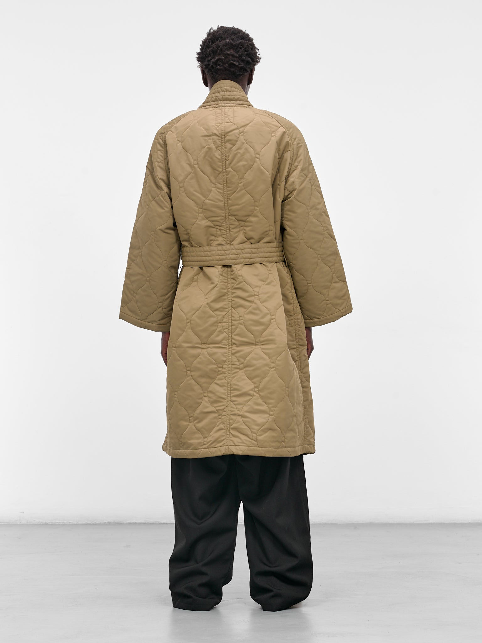 Beige Quilted Nylon Kimono Coat - 3