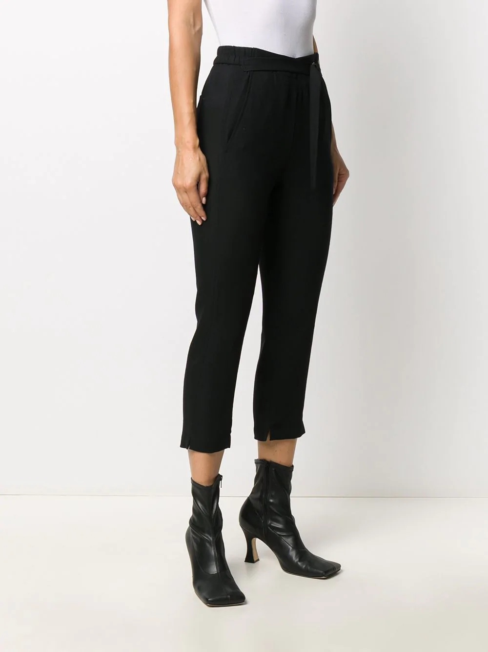 elasticated waistband cropped trousers - 3