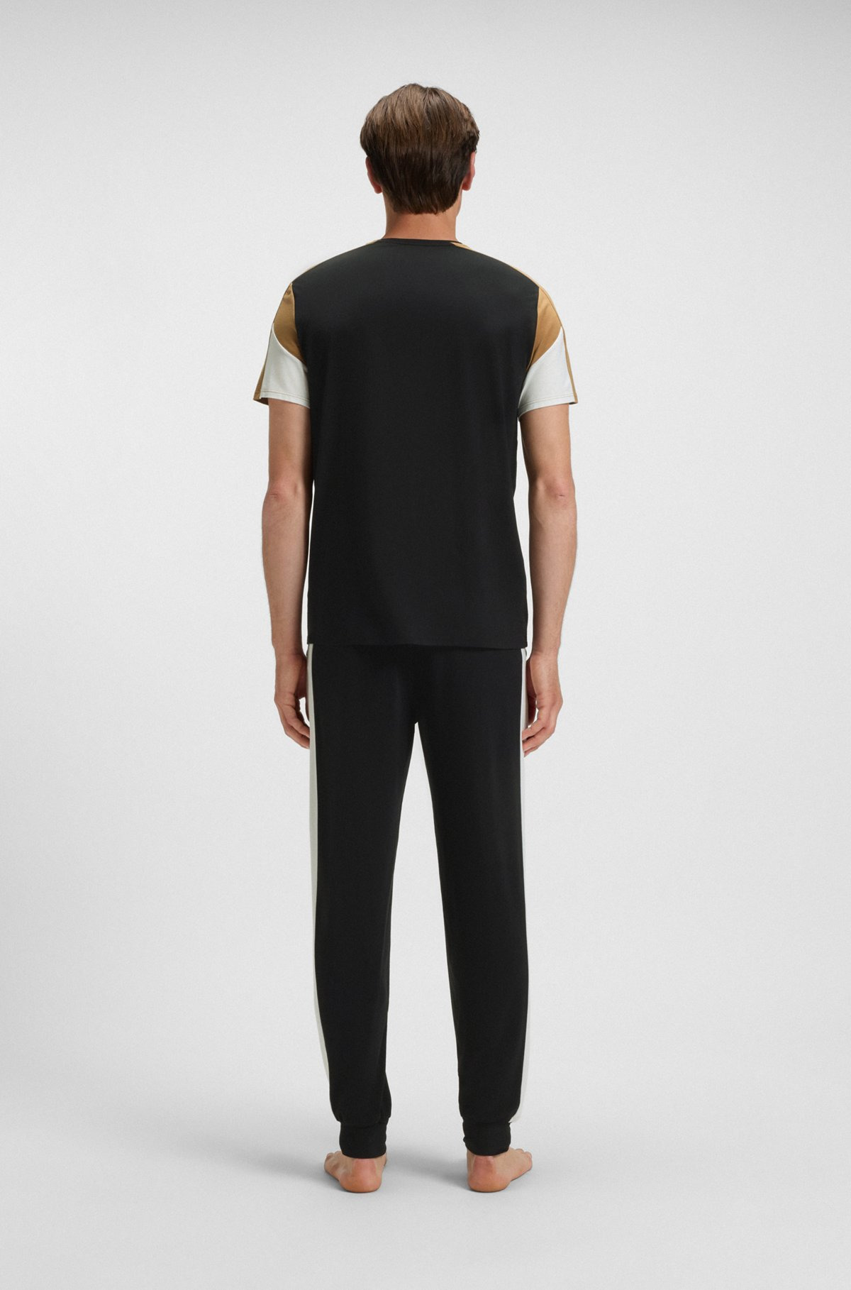 COTTON PAJAMA T-SHIRT WITH CONTRAST PANELS - 4