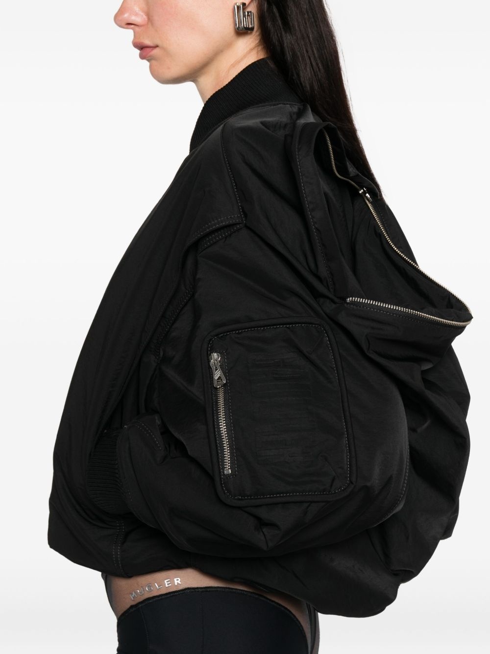 zip-fastening cropped bomber jacket - 5