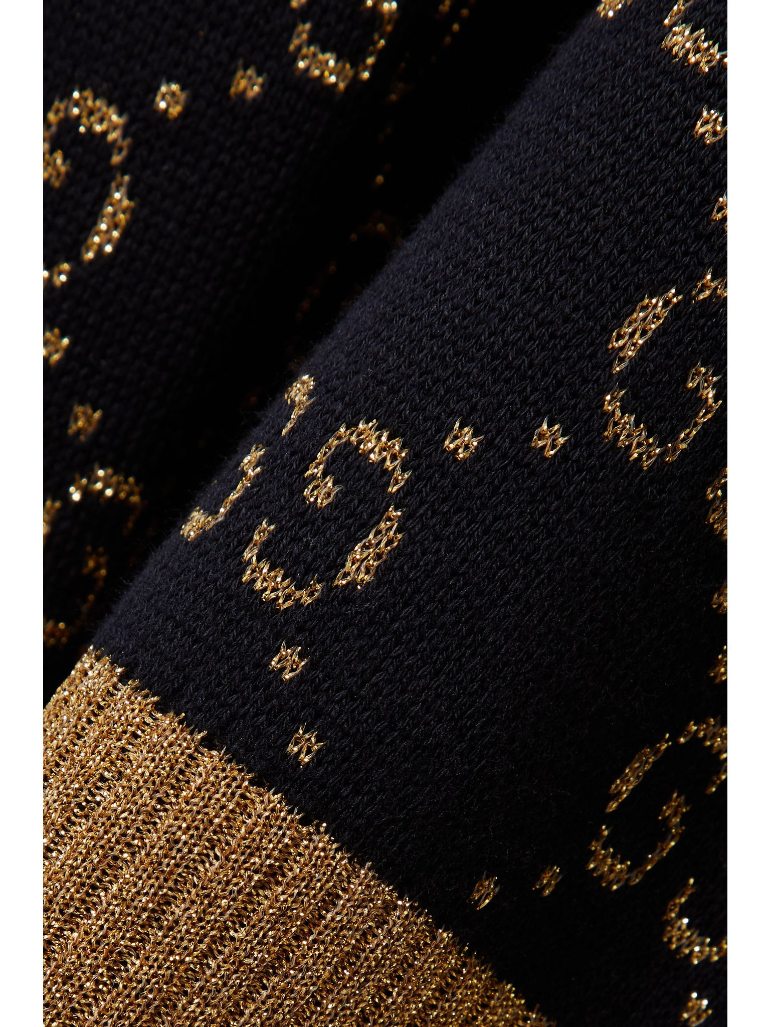 Metallic jacquard-knit cotton-blend sweater Navy - 4
