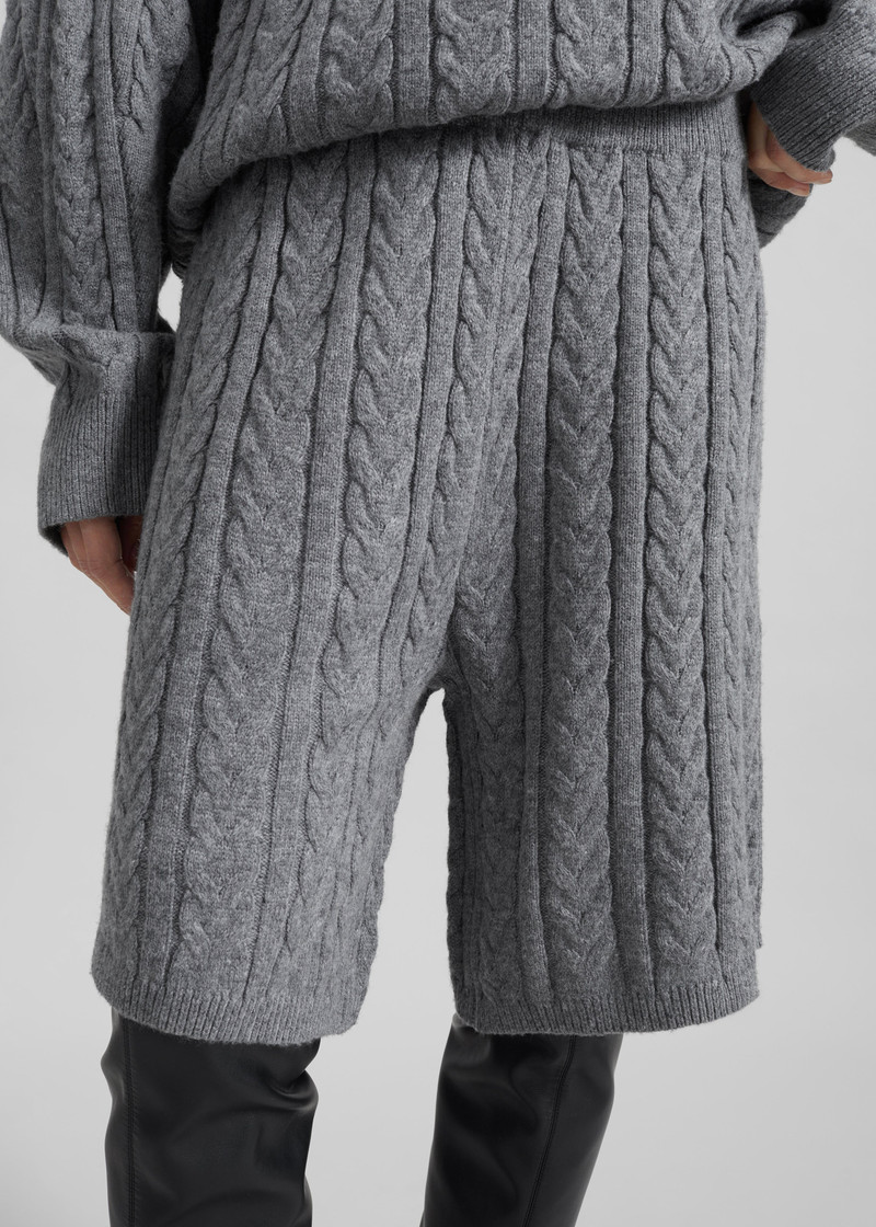 Karmoy Cable Knit Shorts - Grey 5