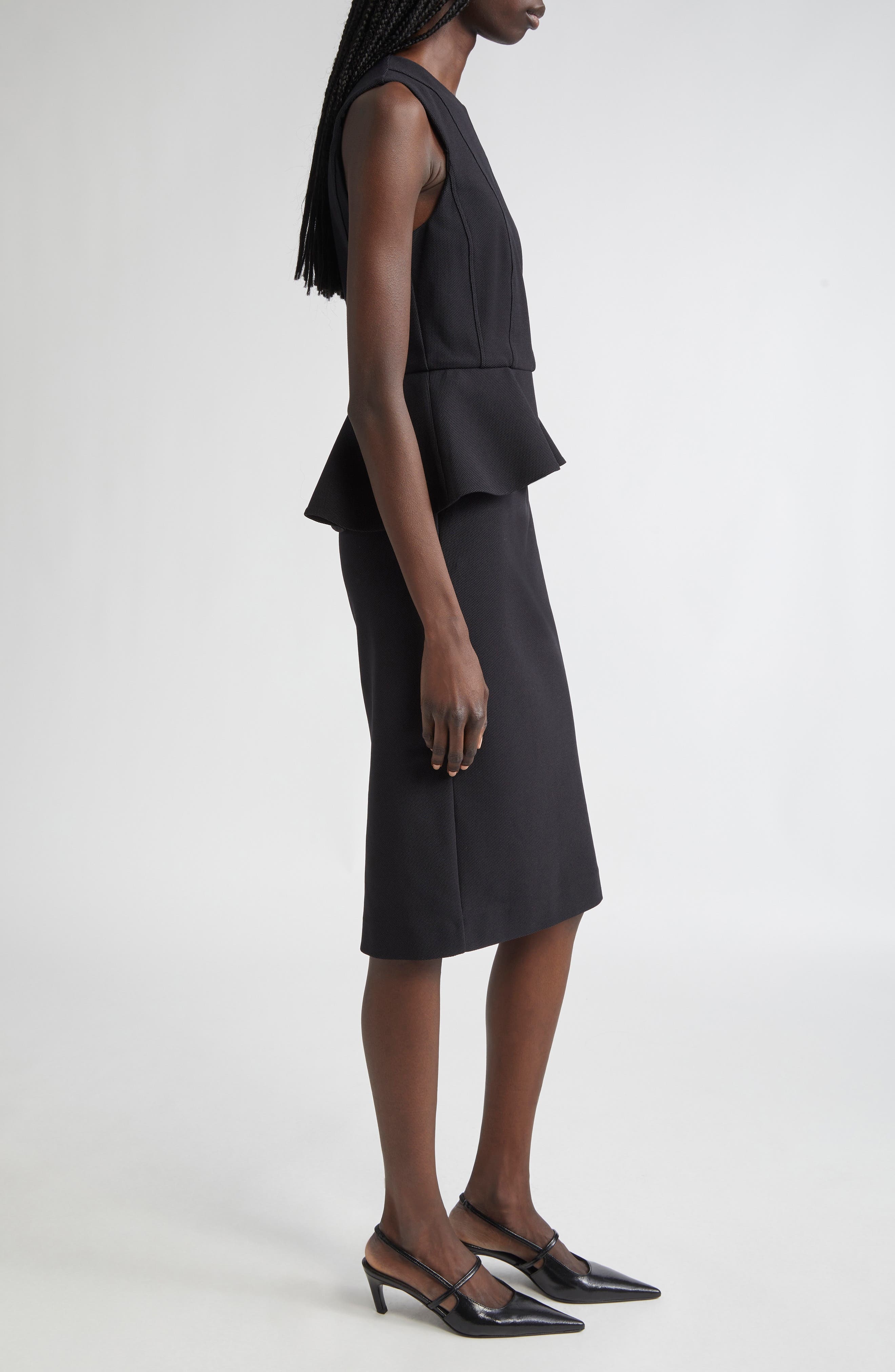 Max Mara Cosmos Sleeveless Knit Peplum Dress in Black at Nordstrom - 3