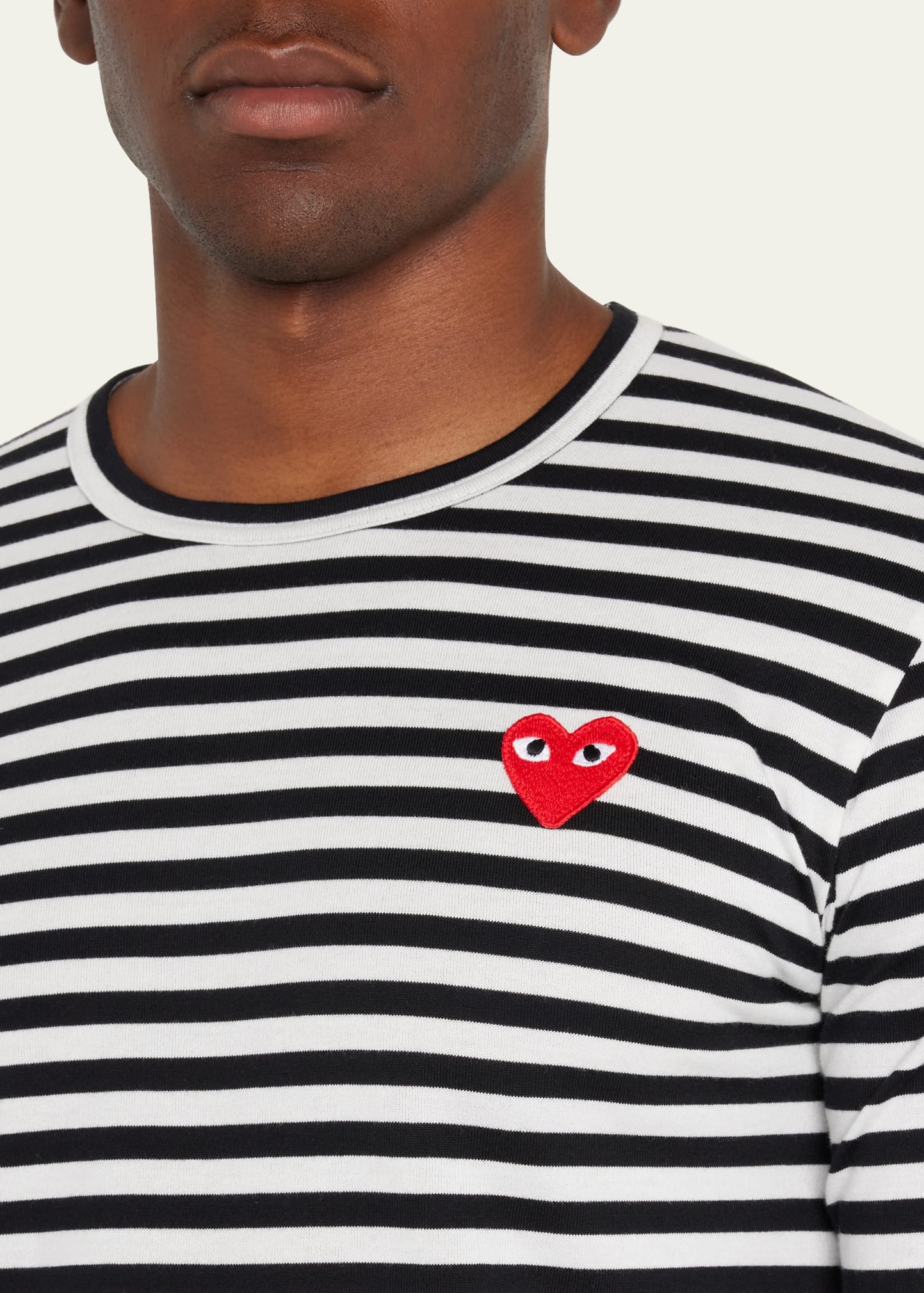 Men's Striped T-Shirt with Small Heart - 5
