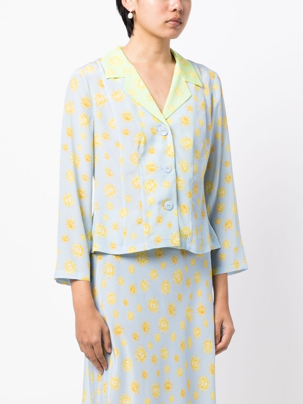 sun-motif silk shirt - 3