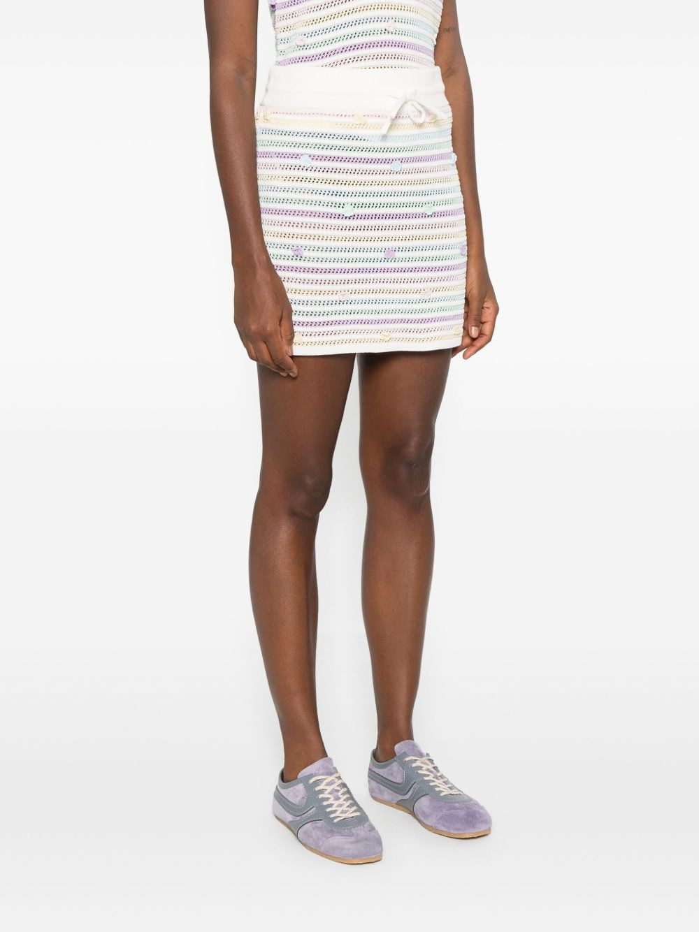 striped floral-embellished skirt - 3