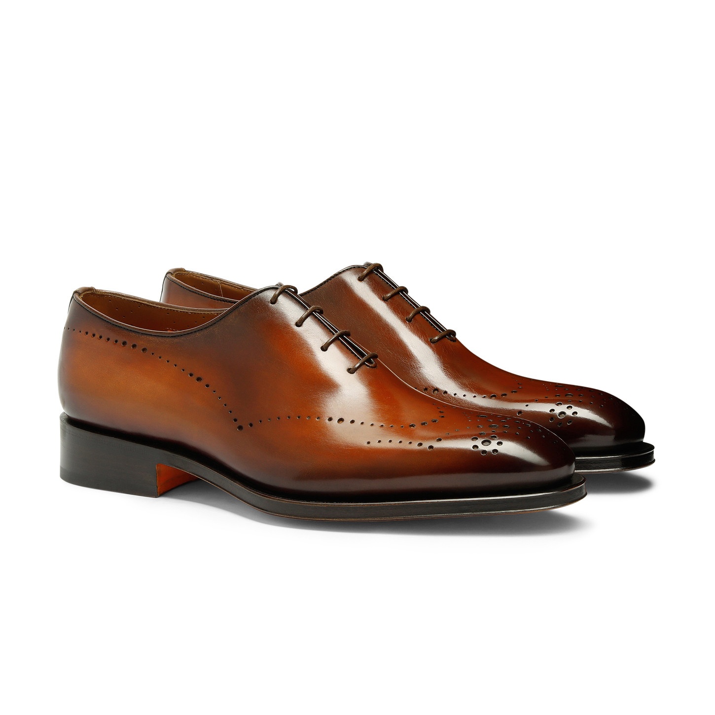Men's brown leather Oxford brogue shoe - 2