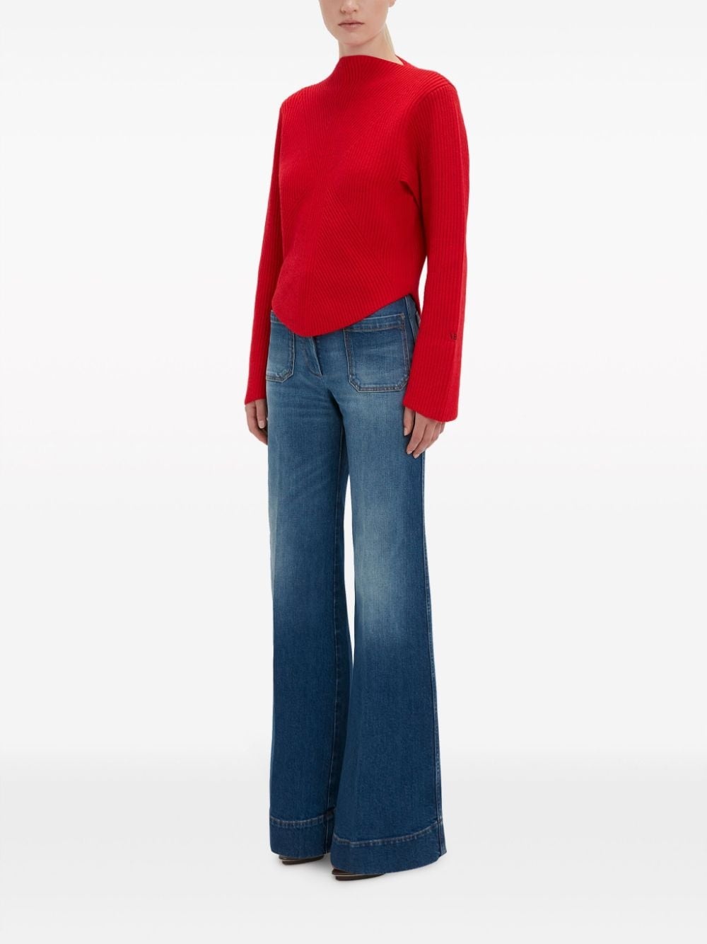 logo-embroidered wool-blend jumper - 3