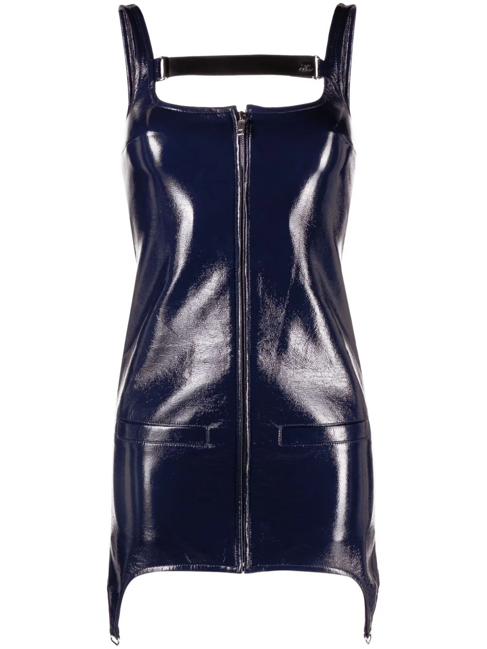 strap-embellished high-shine minidress - 1