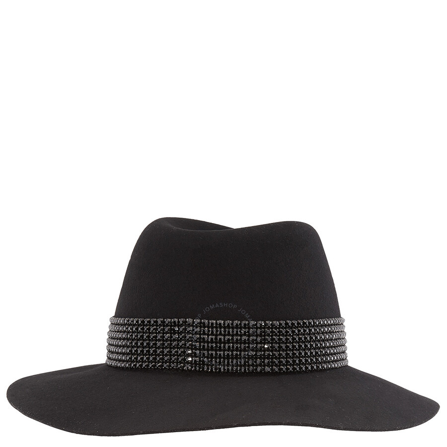 Maison Michel Ladies Black Virginie Studded Strass Fedora Hat - 6