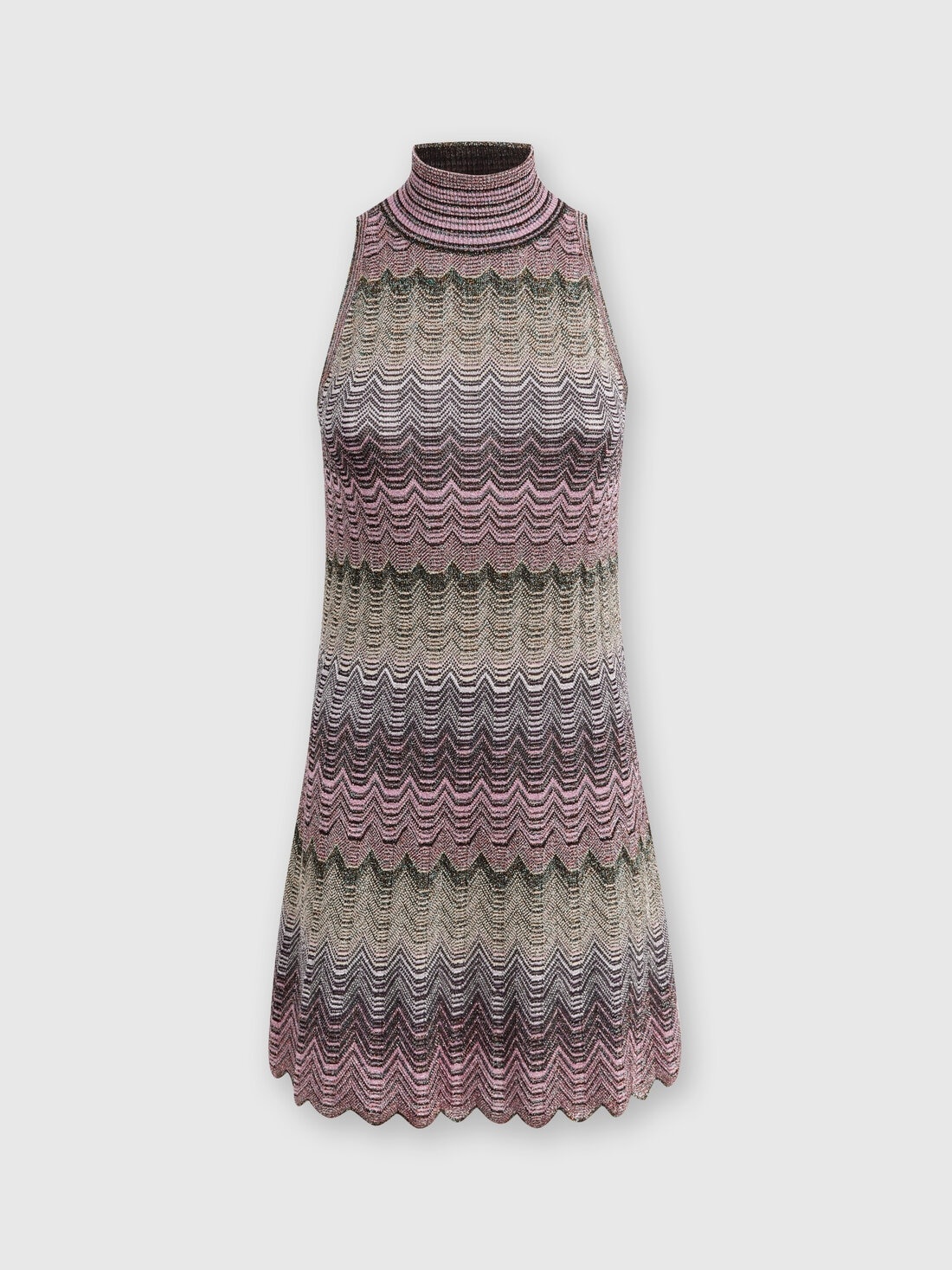 Sleeveless mini-dress with lamé Greek motif - 1