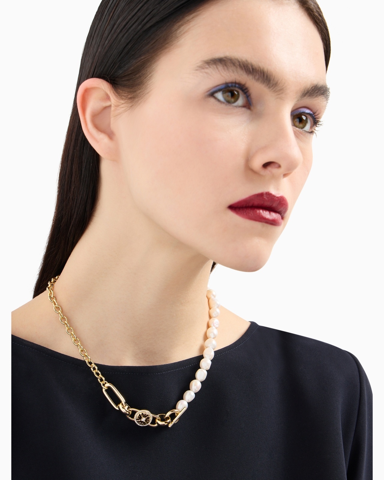 GOLD-TONE BRASS STATION NECKLACE - 4