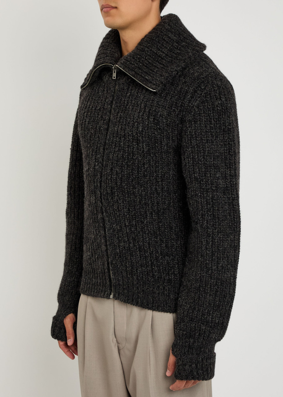 Lemaire Zipped Ribbed Brushed Alpaca-blend Cardigan - 2