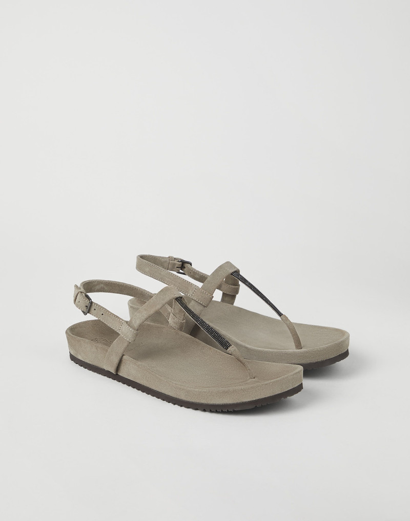 Suede sandals with shiny detail 1
