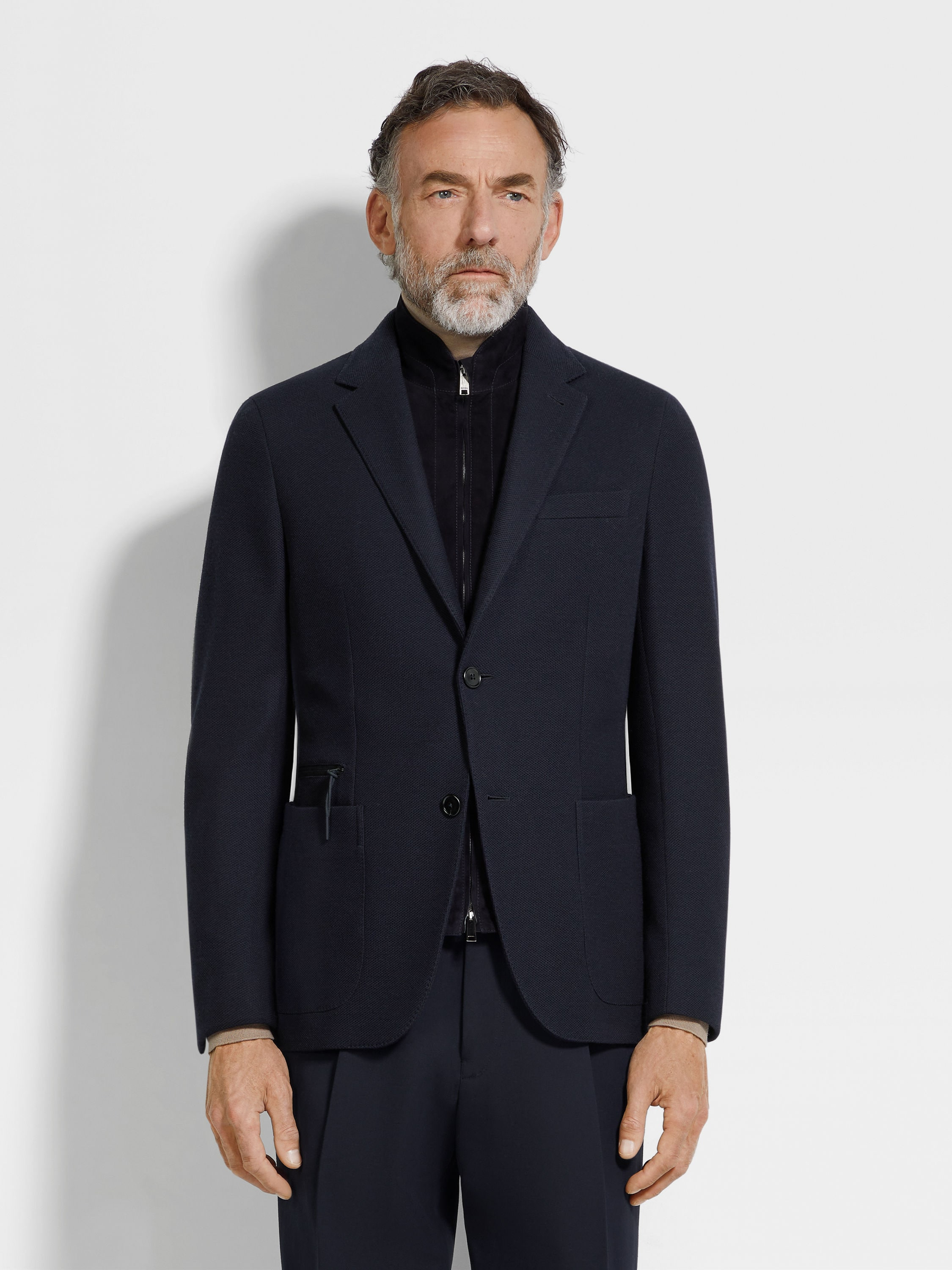 NAVY BLUE HIGH PERFORMANCE™ JERSEY SWEATER JACKET - 4