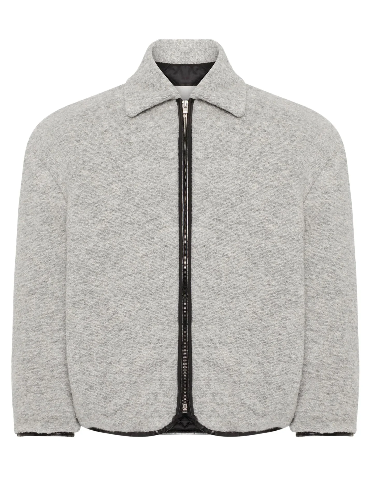 CONTRAST TRIM CASUAL JACKET - LIGHT GREY MELANGE - 1