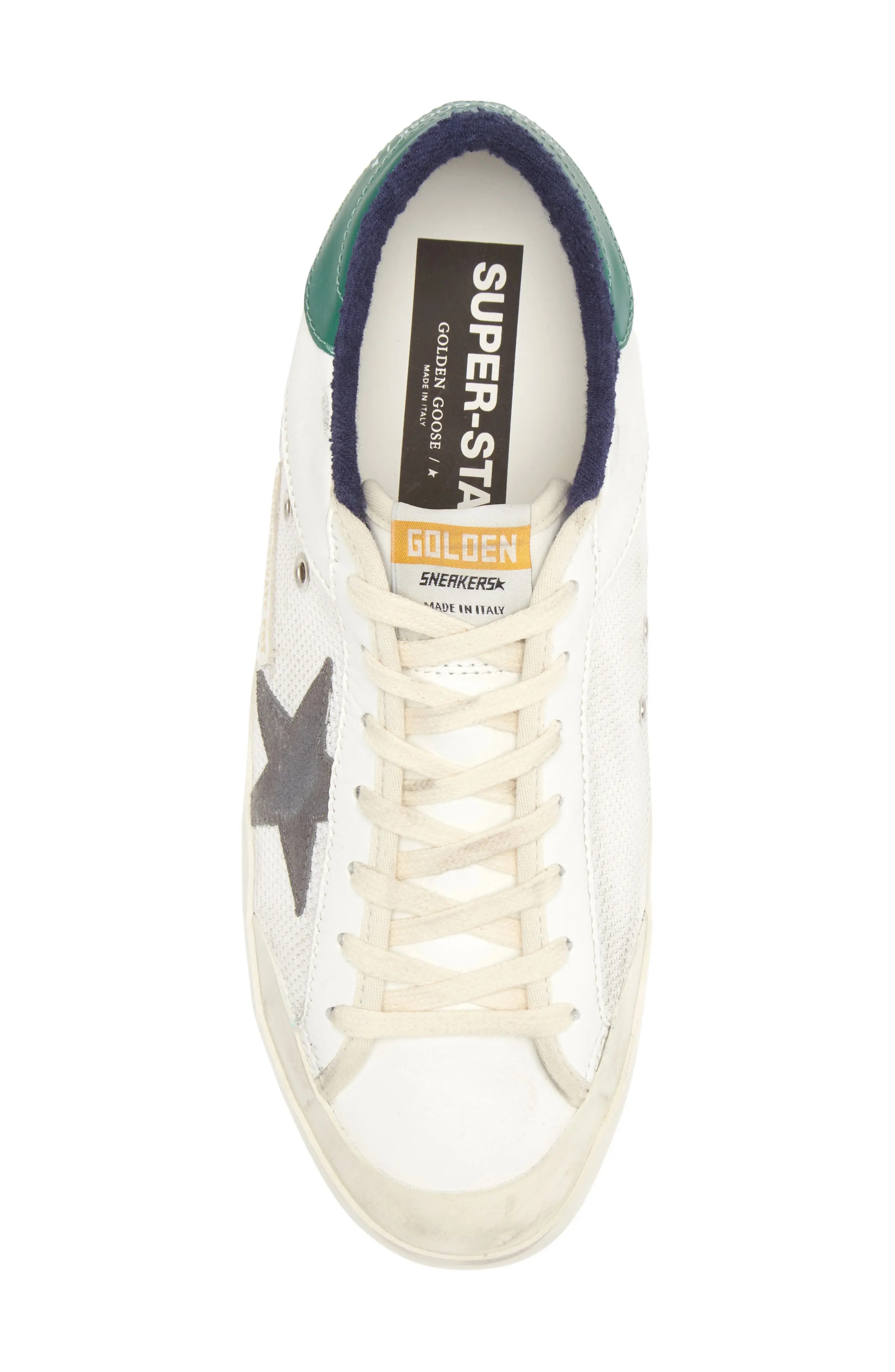 Super-Star Low Top Sneaker in White/Grey/Green - 5