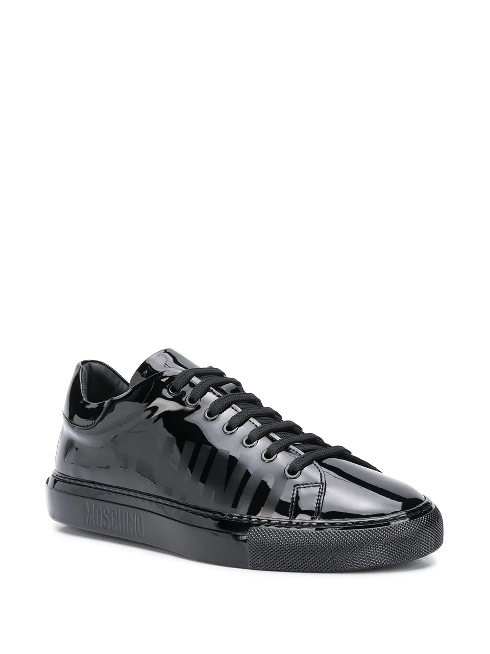 logo print high-shine sneakers - 2