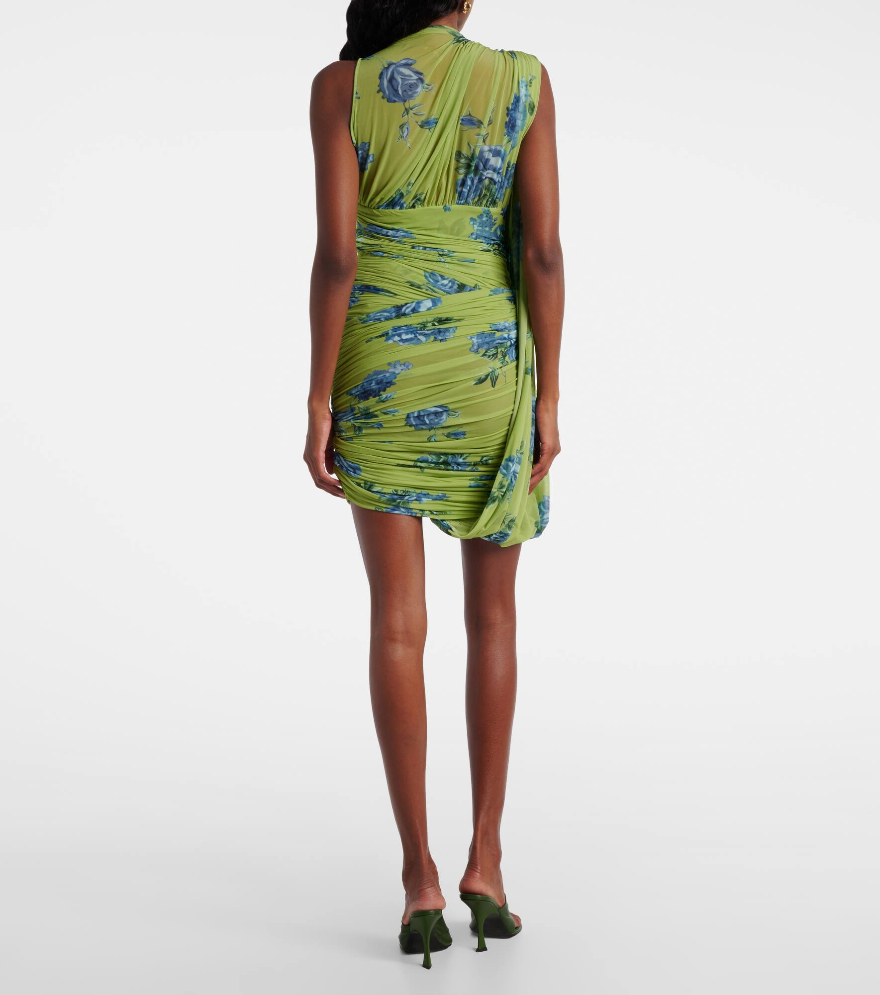 Draped floral semi-sheer minidress - 3