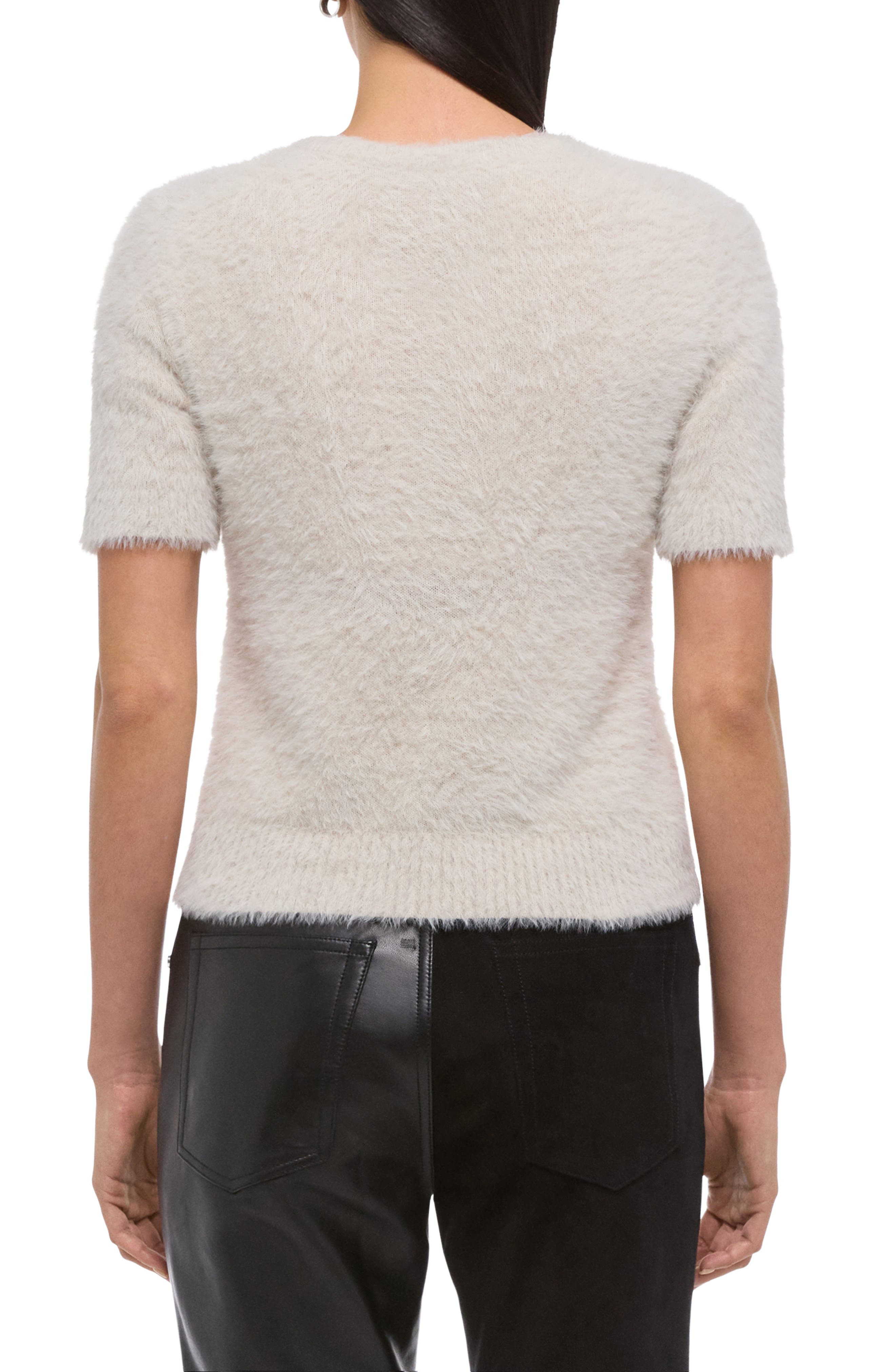 Helmut Lang Eyelash Faux Fur Crop Top in Ivory at Nordstrom - 2
