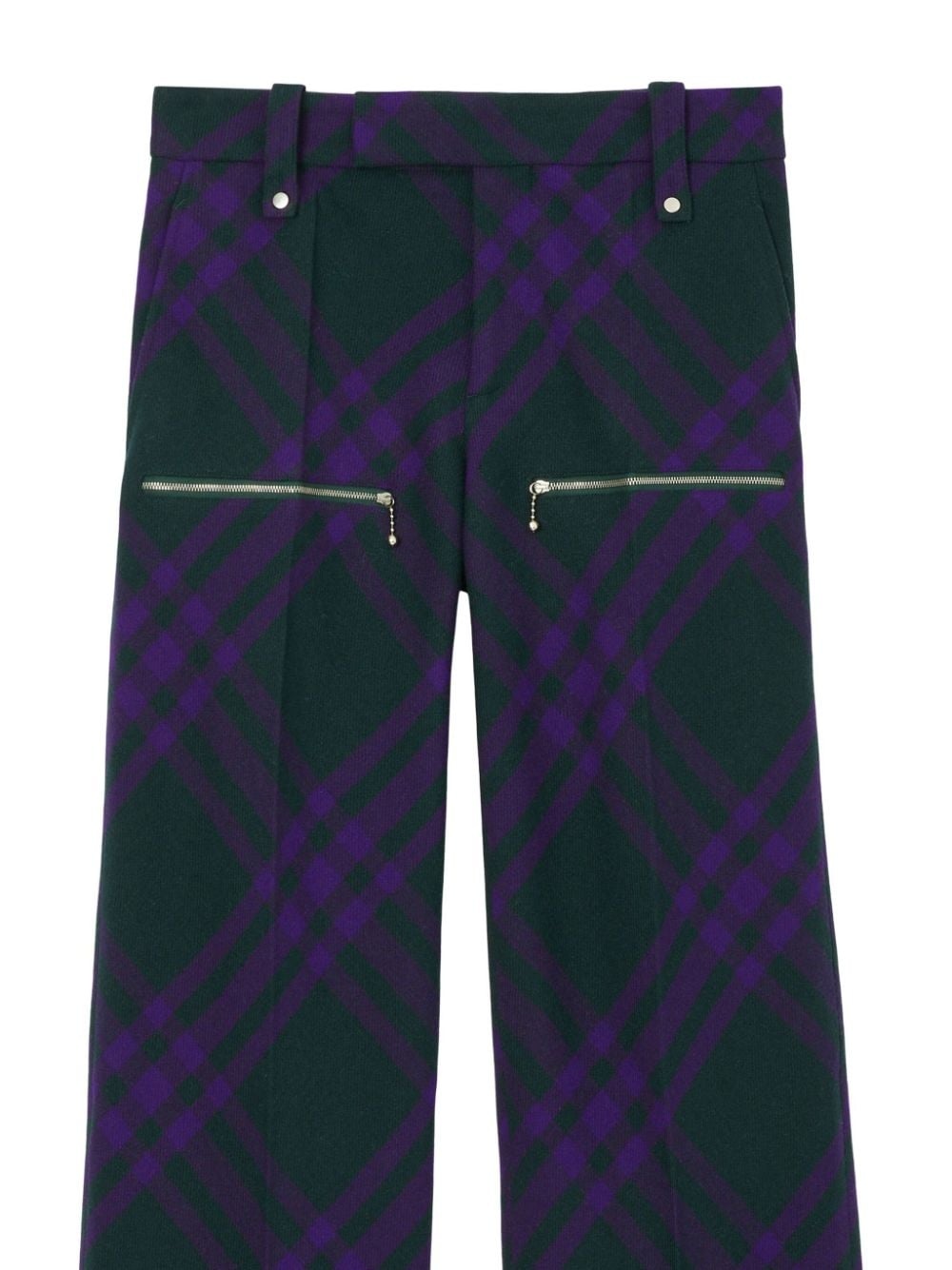 check-pattern wool trousers - 5