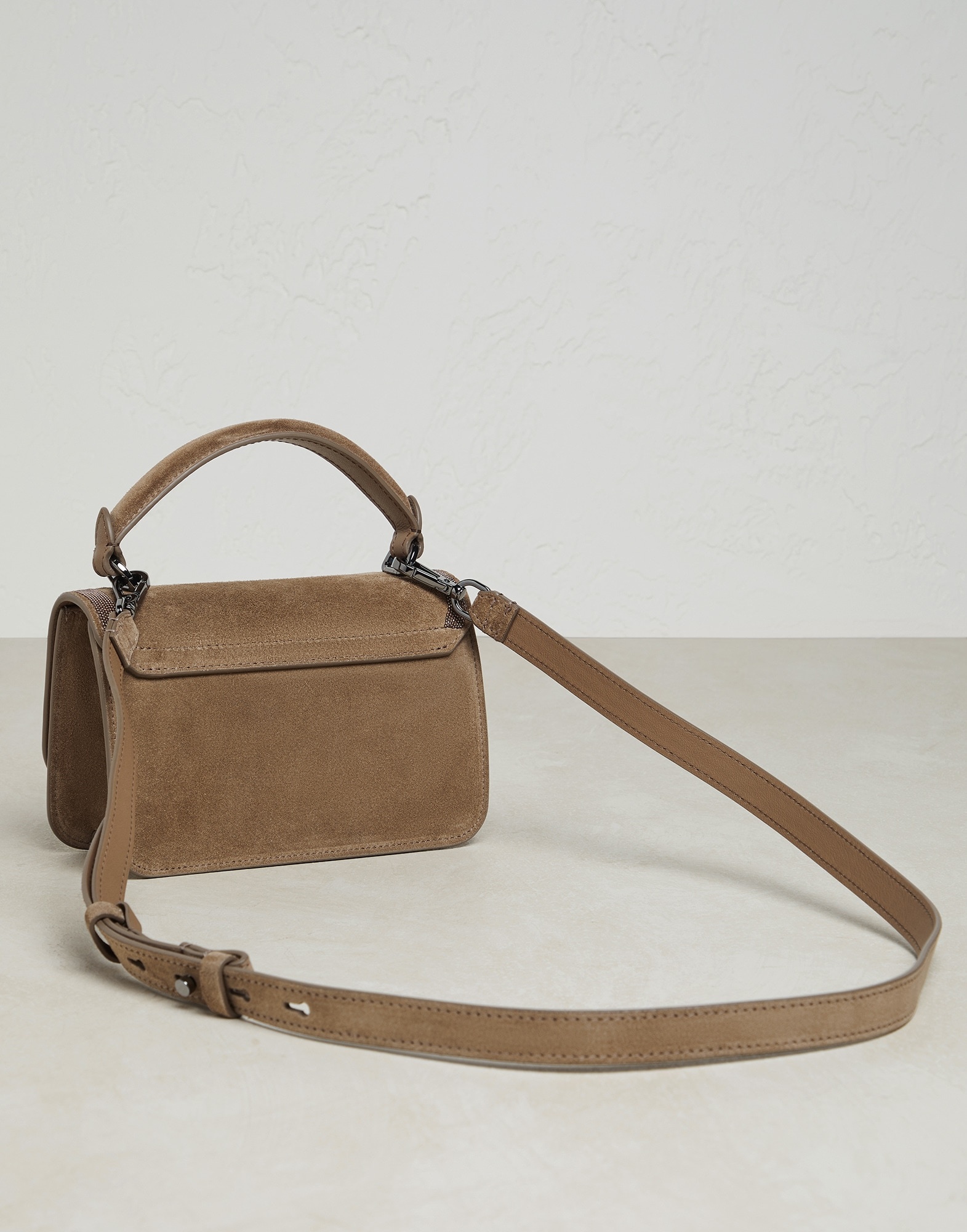 Suede bag with precious contour - 2