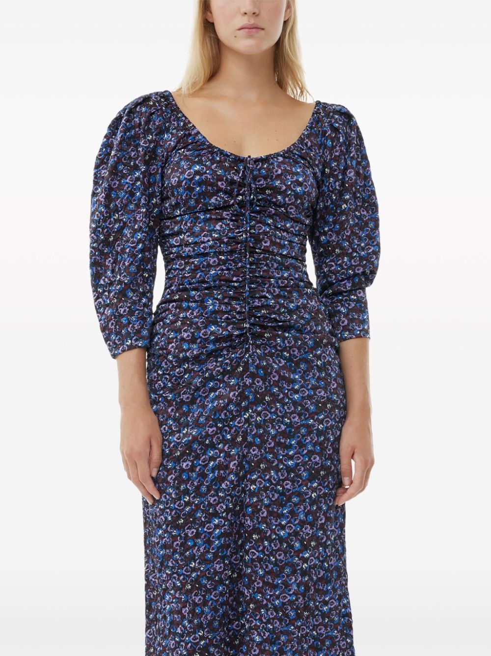 gathered satin midi dress - 5