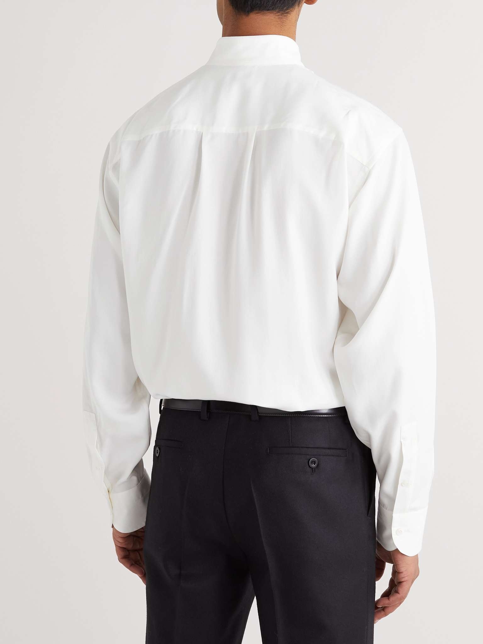 Mandarin-Collar Bib-Front Lyocell and Silk-Blend Satin Tuxedo Shirt - 4