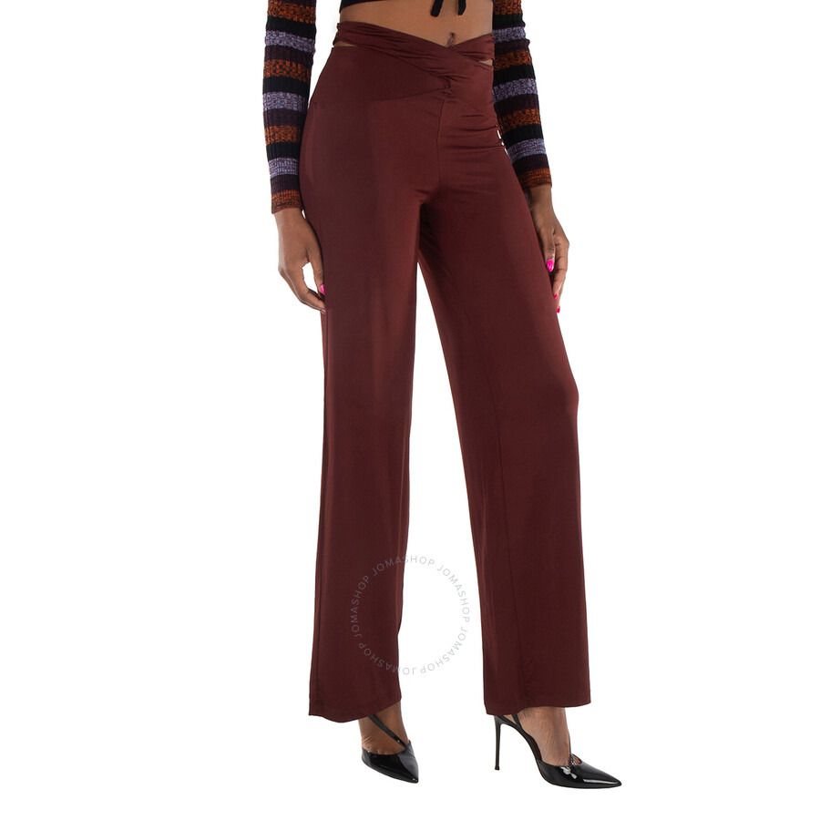 Marine Serre Ladies Brown Cross-Waist Fluid Trousers - 2