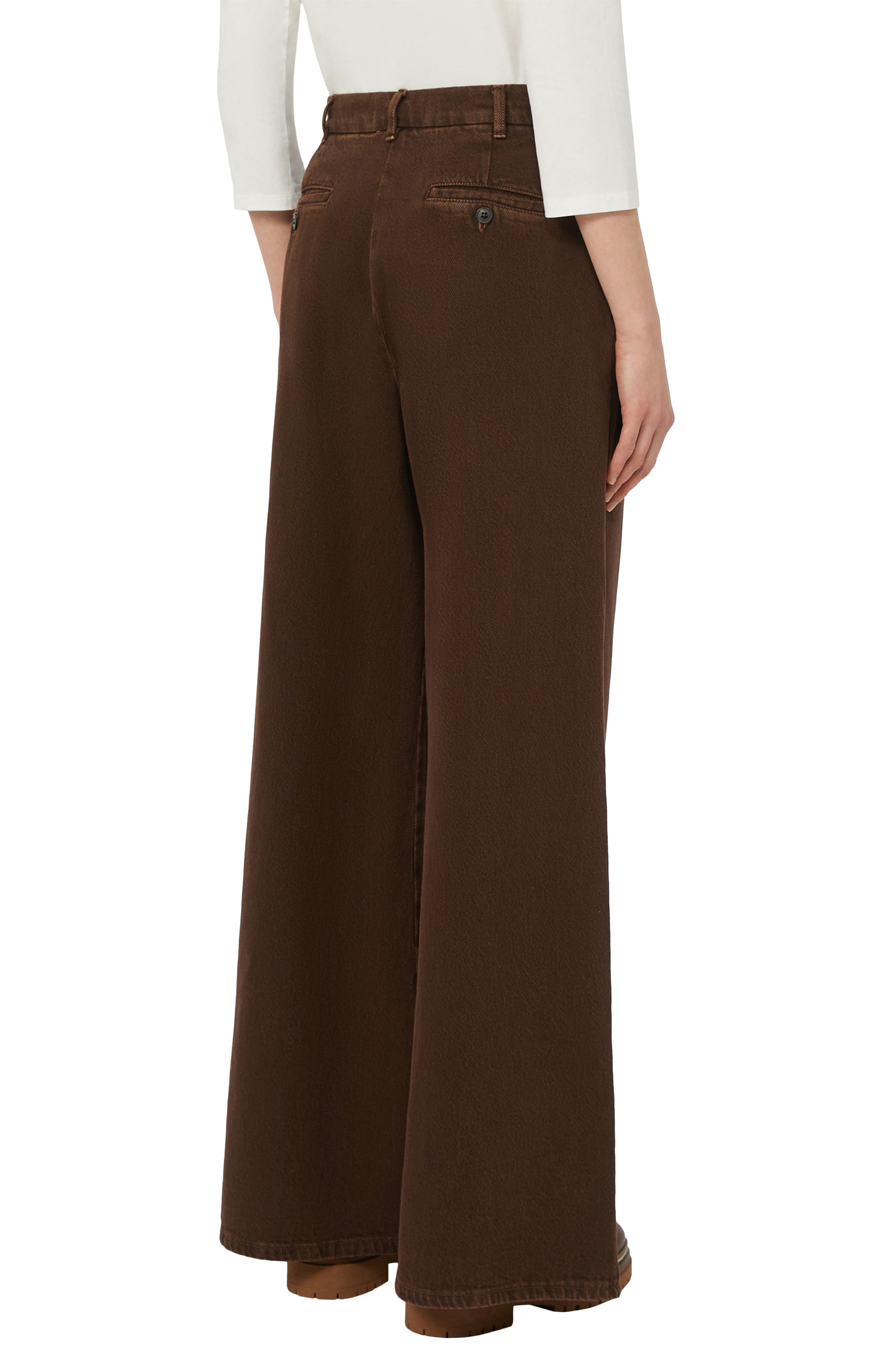 Weekend Max Mara Nanda Pleated High Waist Wide Leg Jeans in Chocolate at Nordstrom - 2