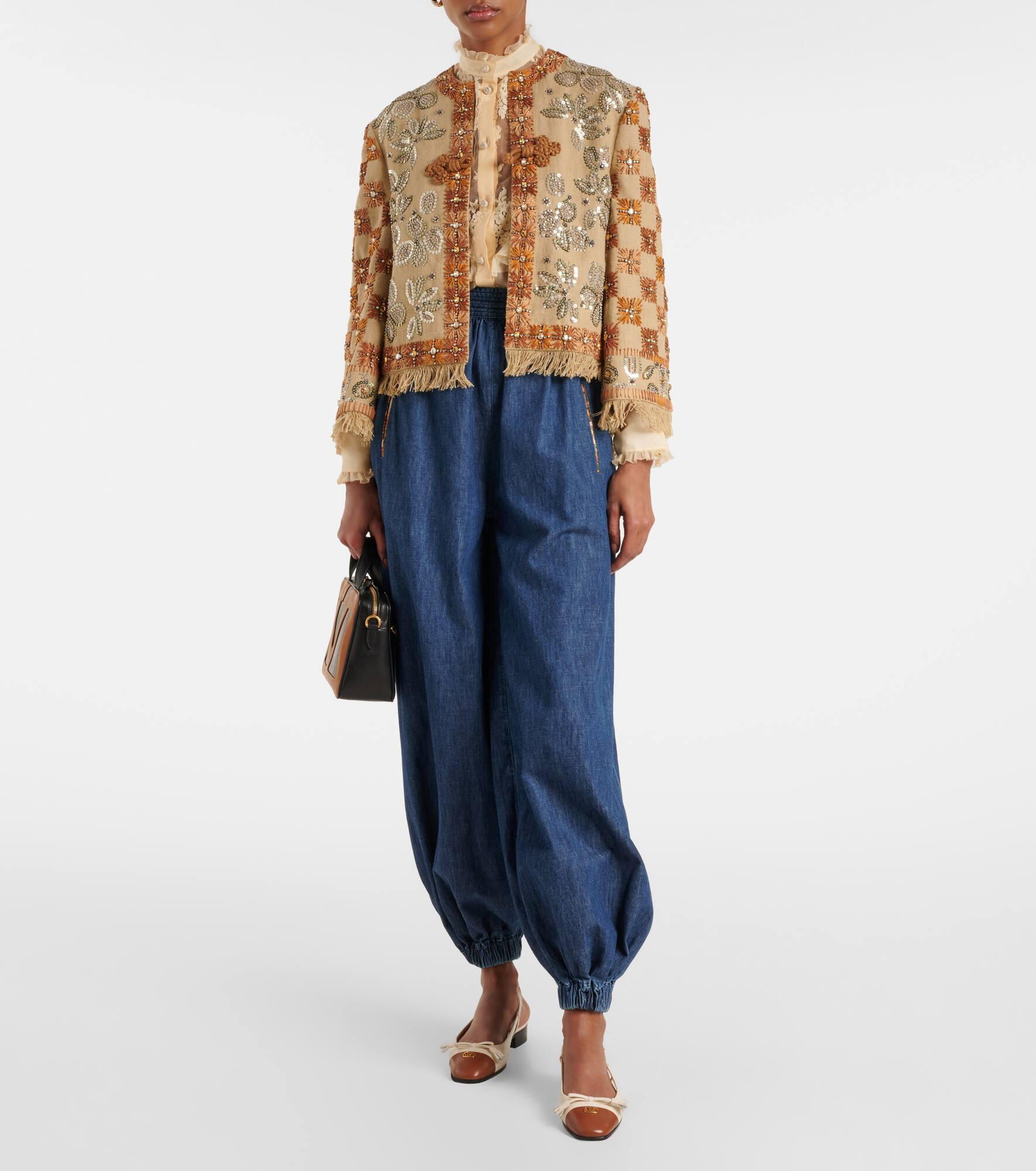 Chambray wide-leg pants - 2