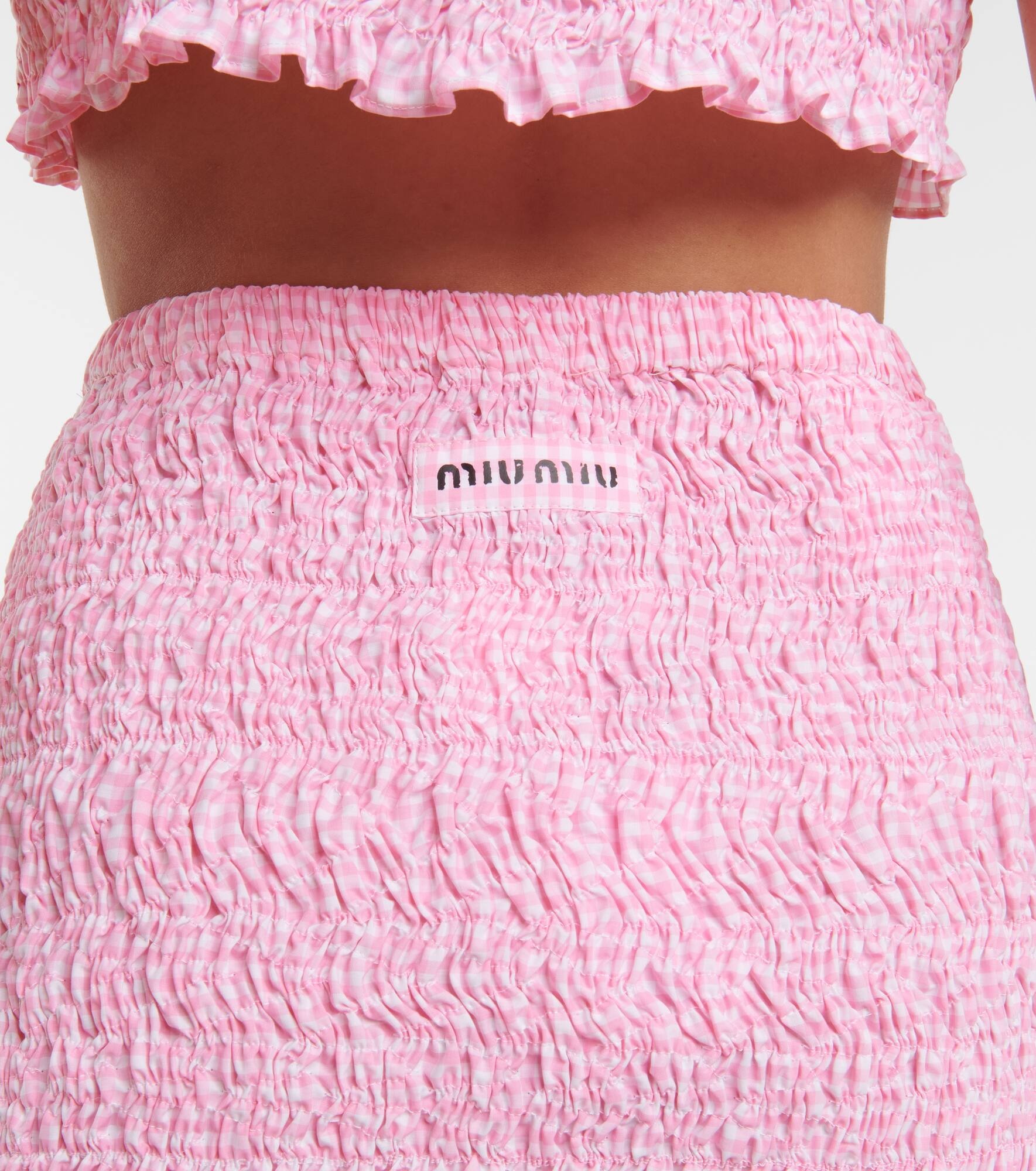 Smocked cotton miniskirt - 5