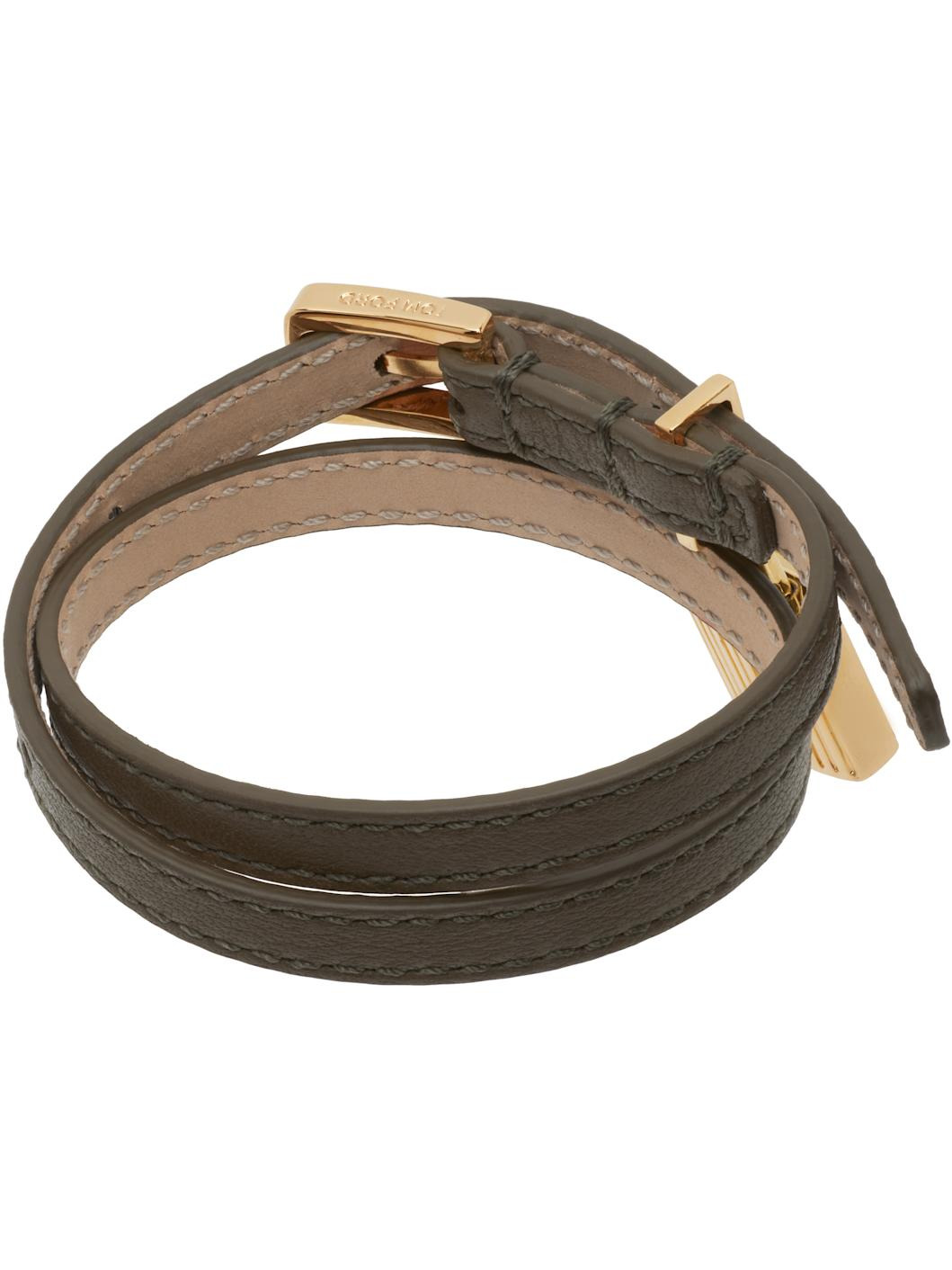 Khaki Grain Leather Bracelet - 2