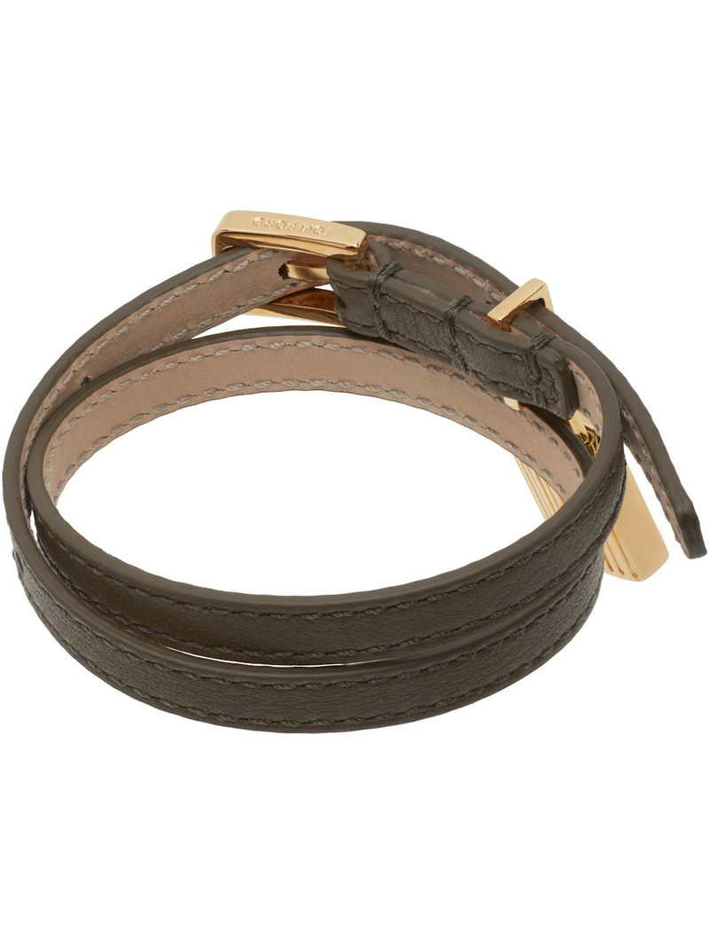 TOM FORD Khaki Grain Leather Bracelet outlook