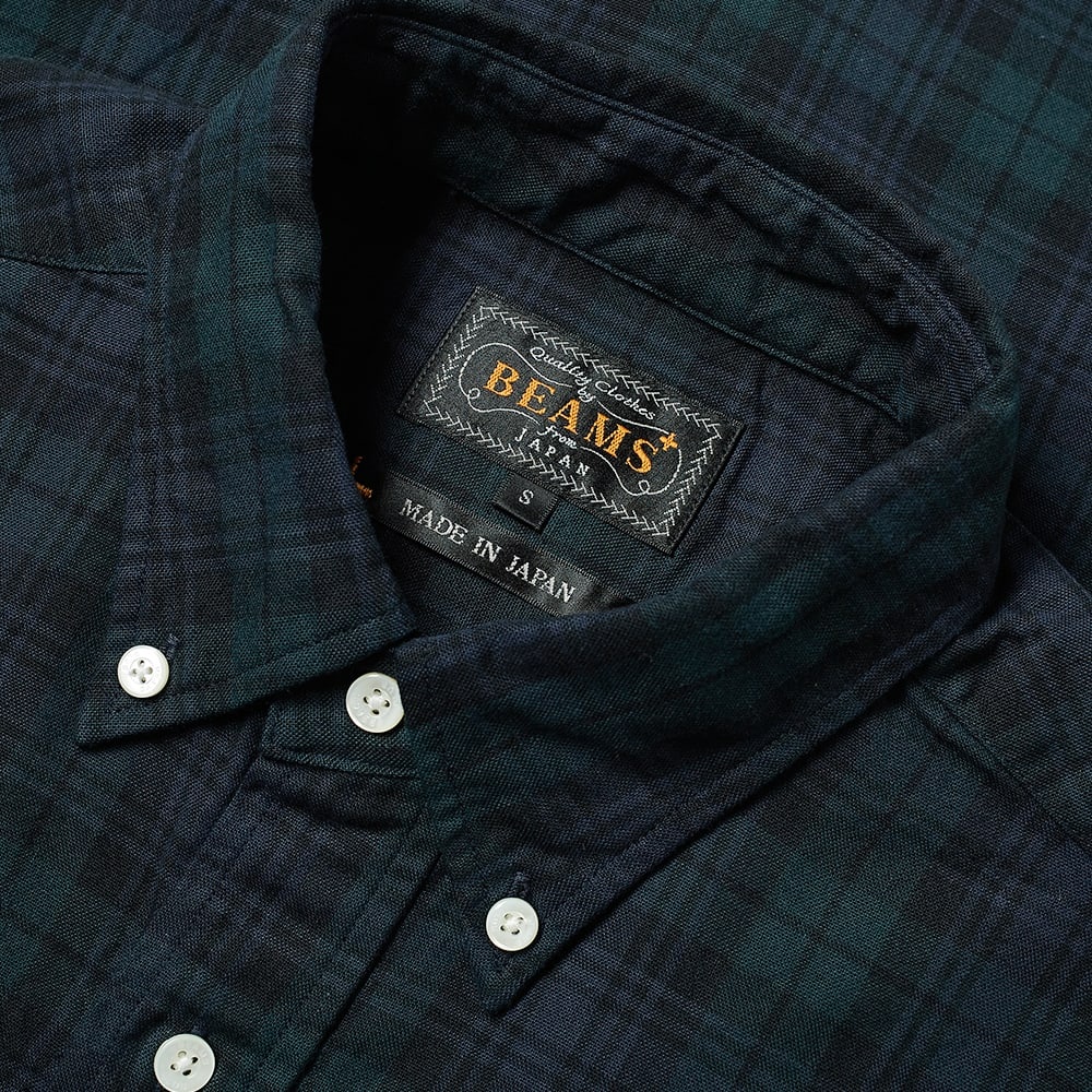 Beams Plus Short Sleeve Indigo Black Watch Shirt - 2