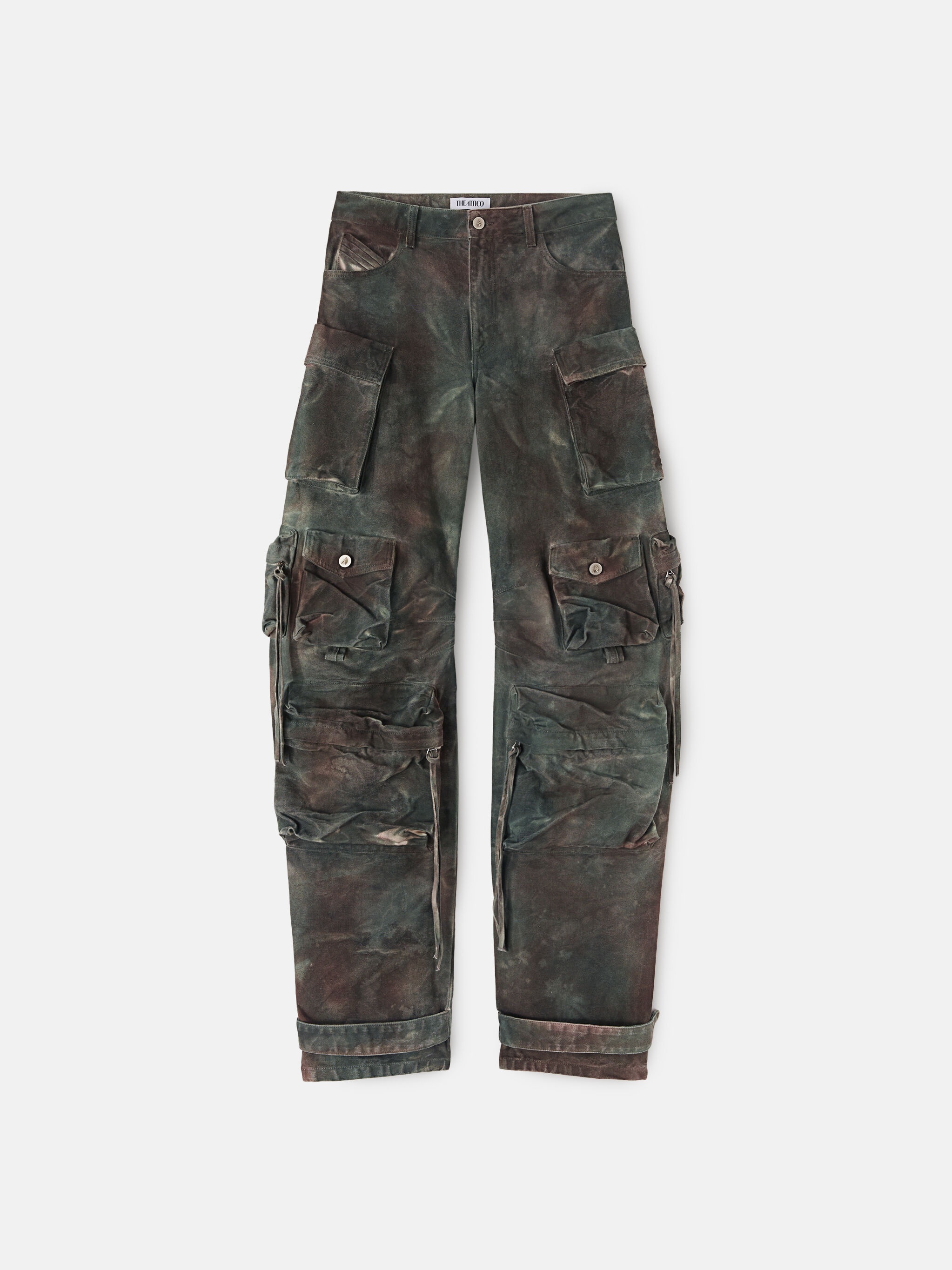 ''FERN'' STAINED GREEN CAMOUFLAGE LONG PANTS - 1