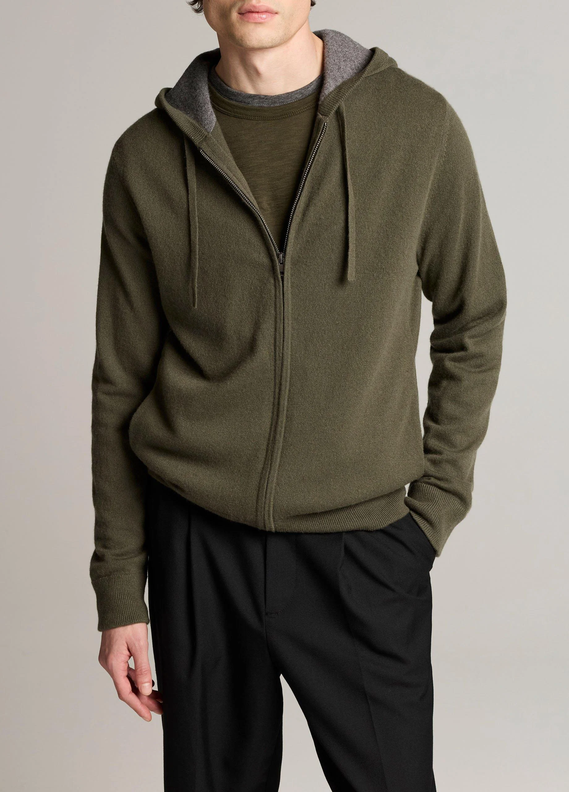 Cashmere Zip-Front Hoodie - 1