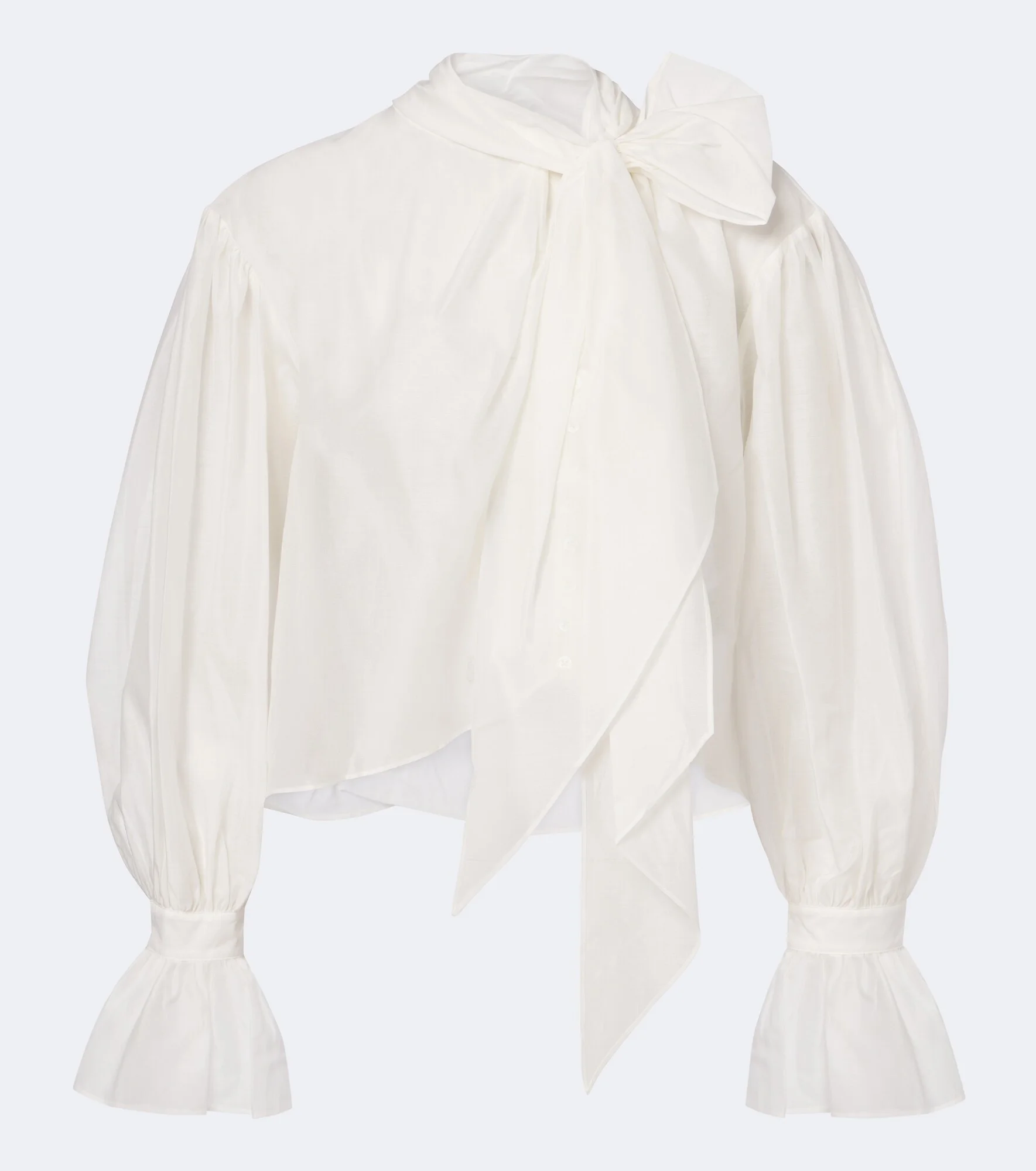 Tie-detail cotton and silk organdy blouse - 1