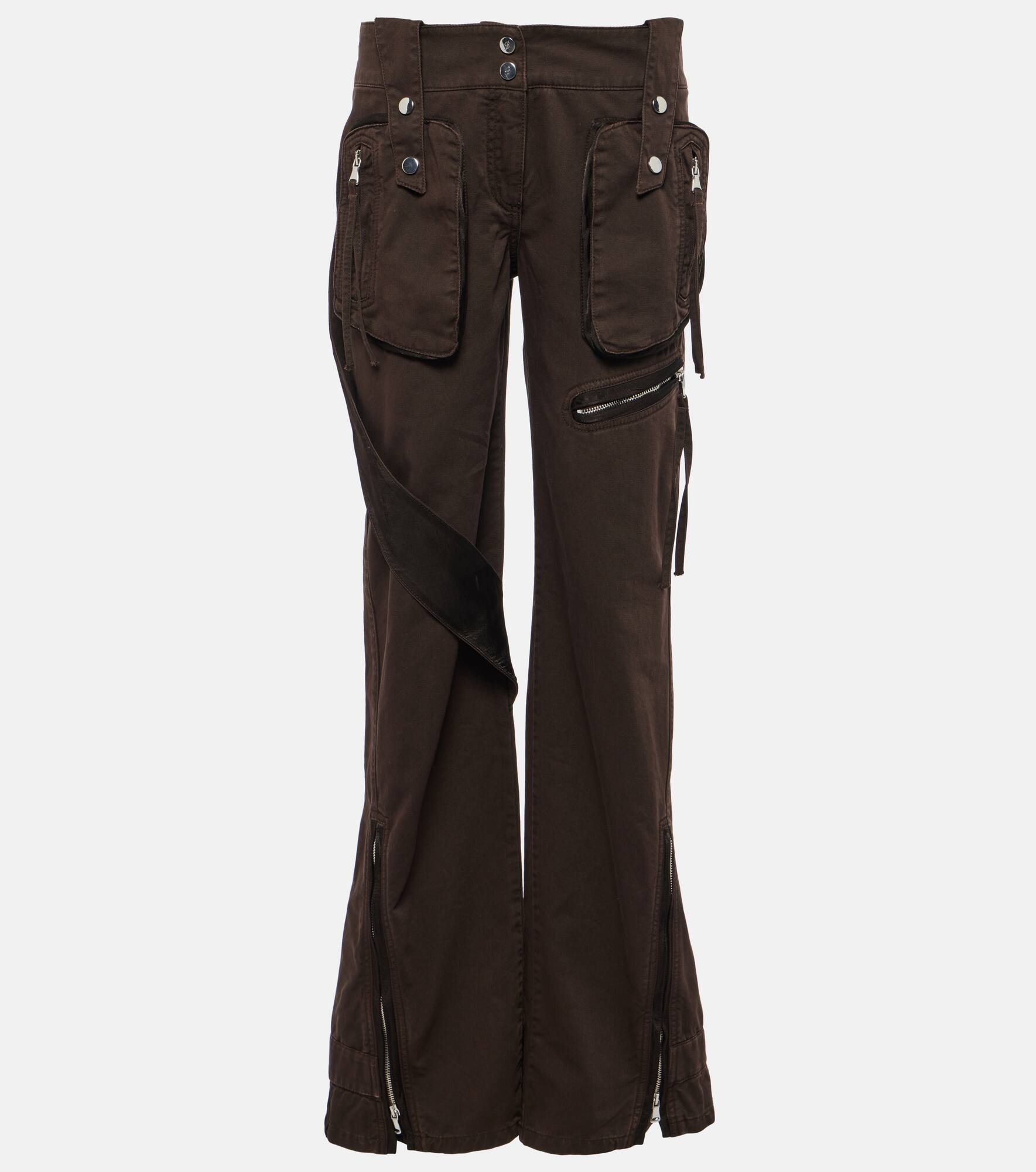 Low-rise denim cargo pants - 1