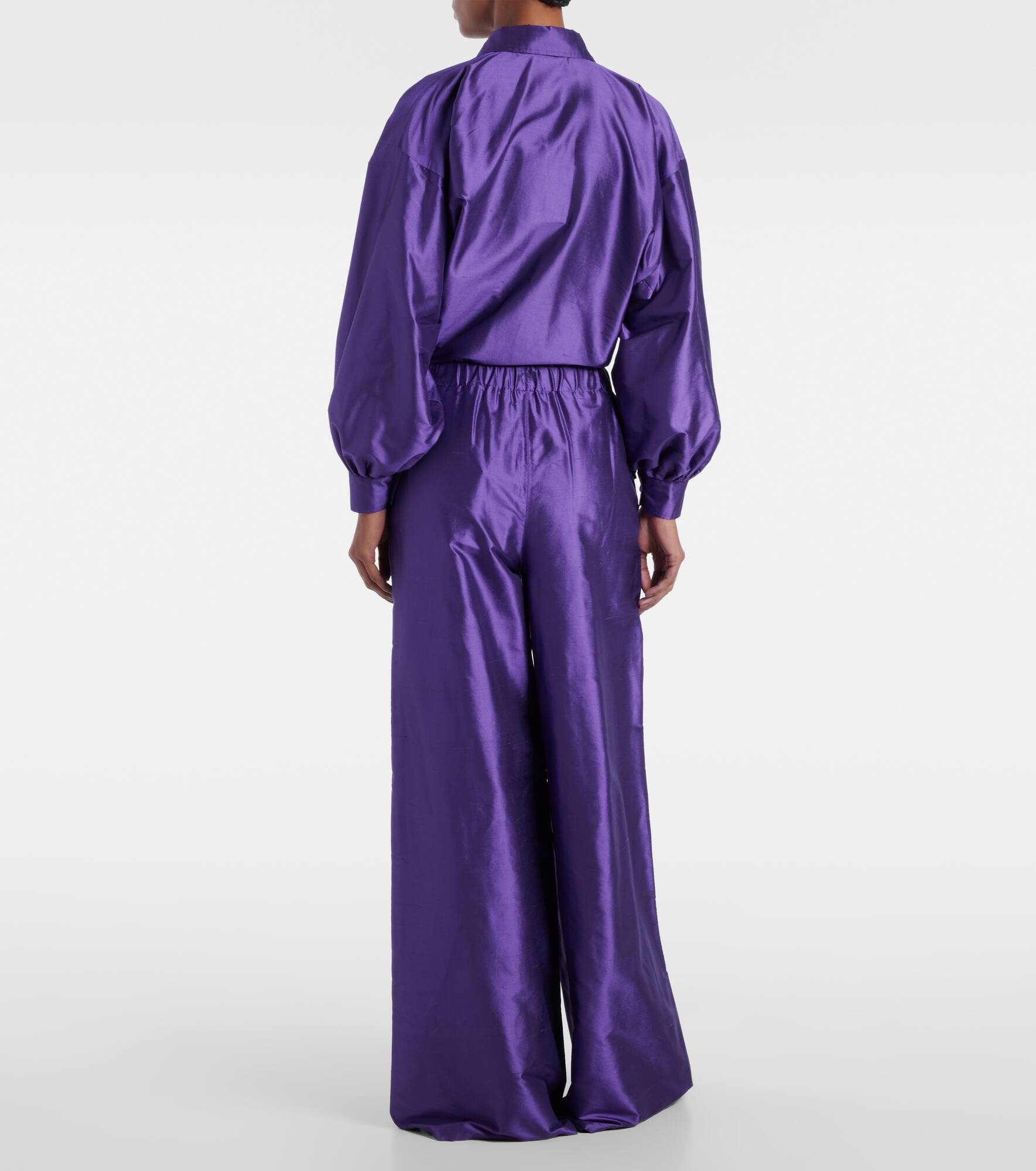 Avio high-rise silk satin wide-leg pants - 3
