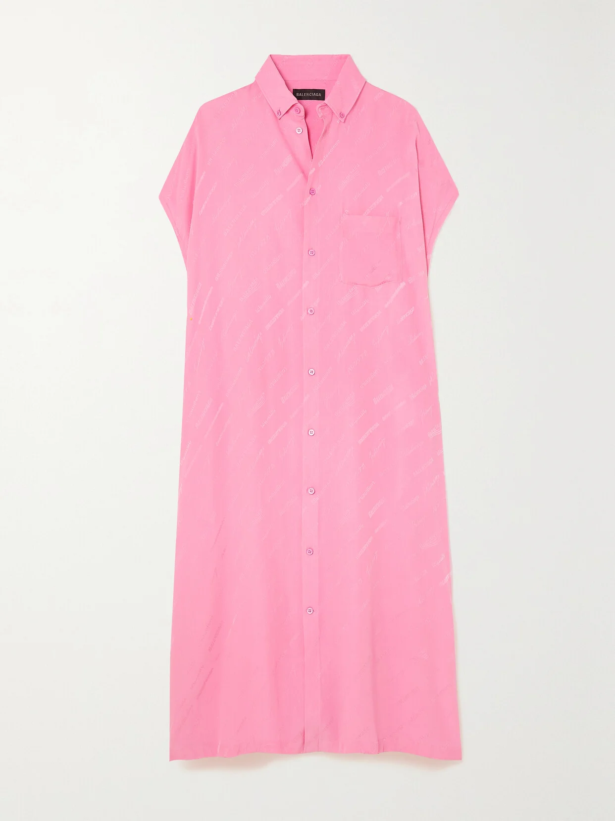 Silk Crepe De Chine-jacquard Maxi Shirt Dress - 1