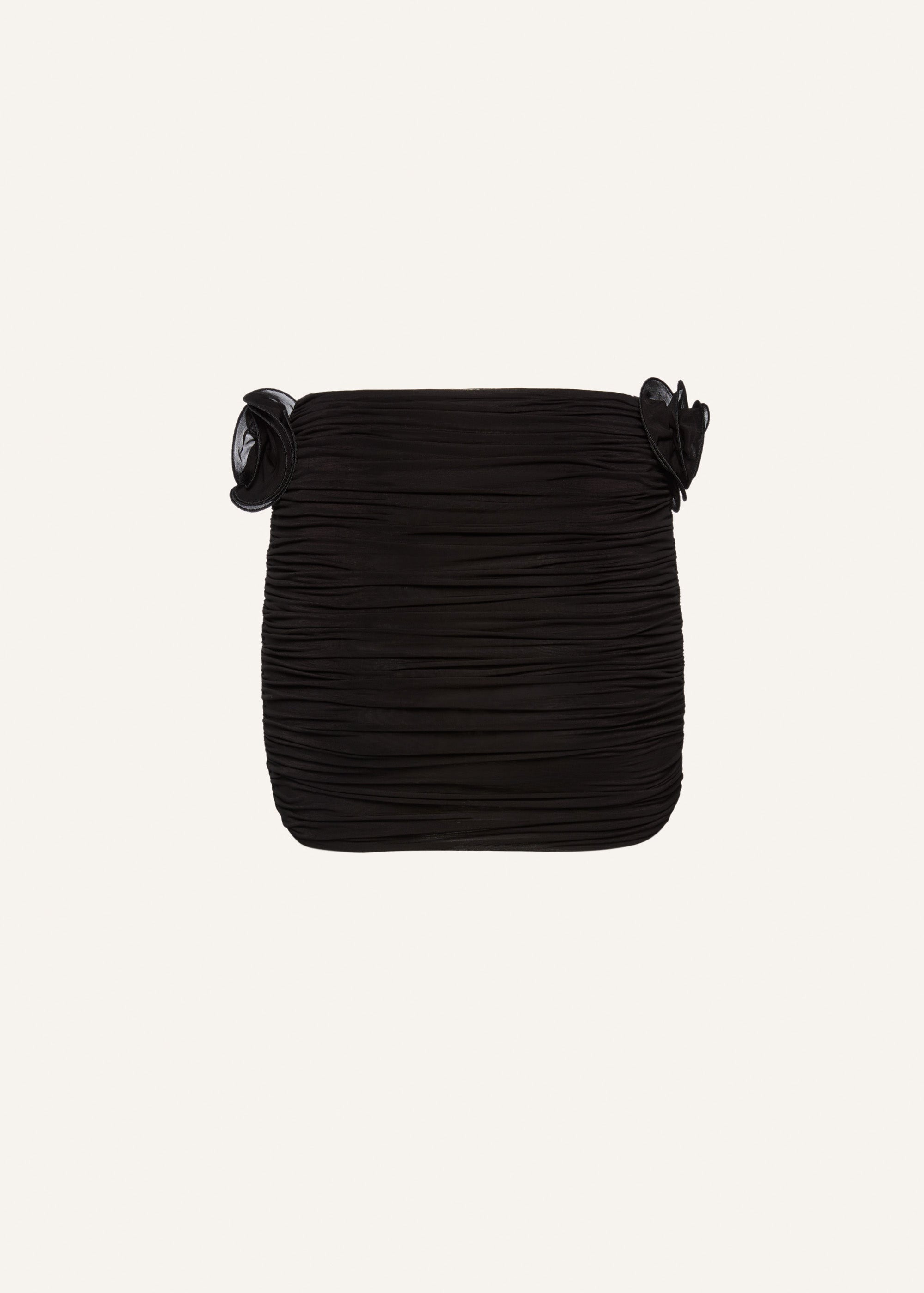 Ruched cupro mini skirt in black - 2