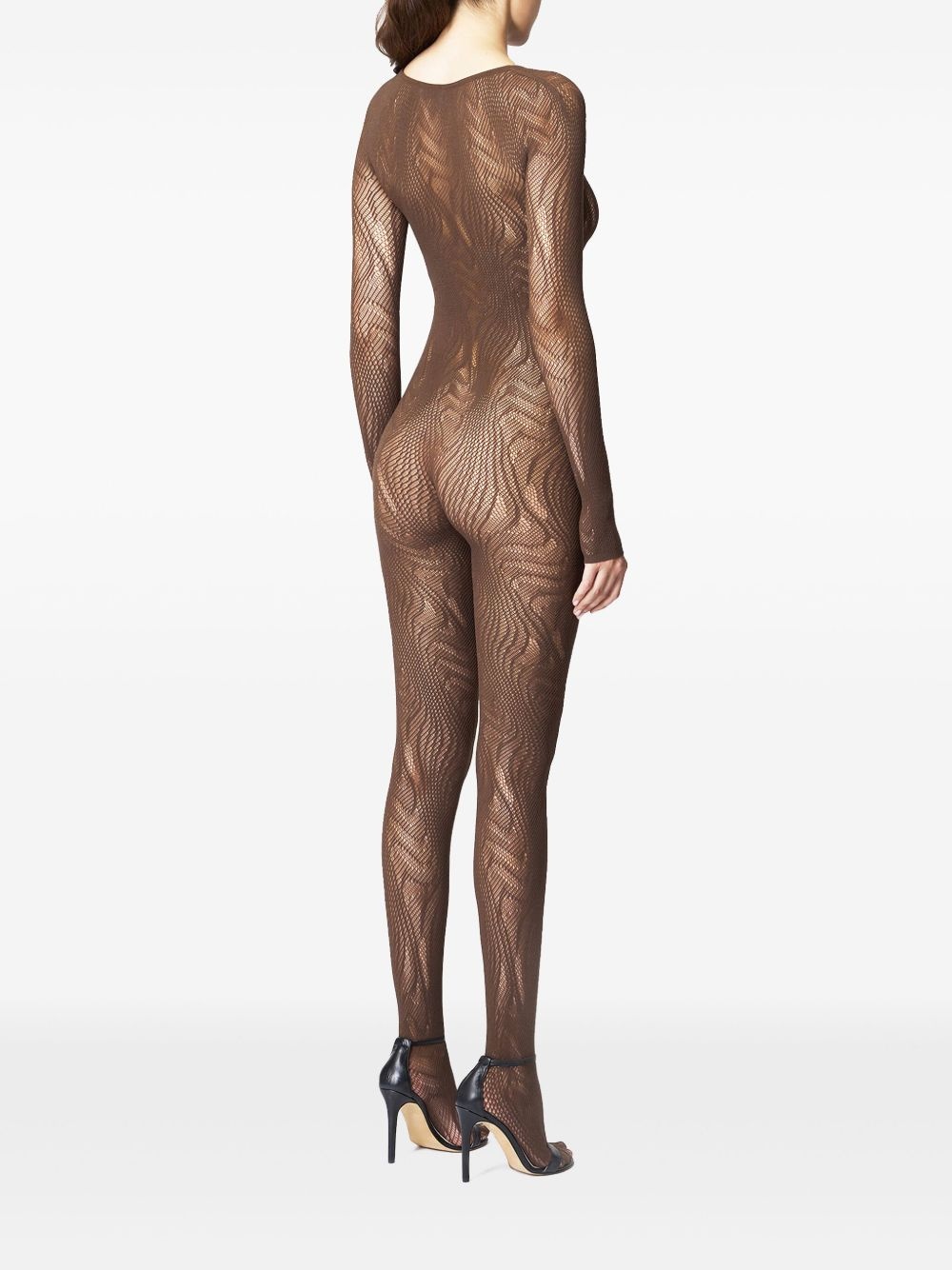 snake-pattern net catsuit - 3