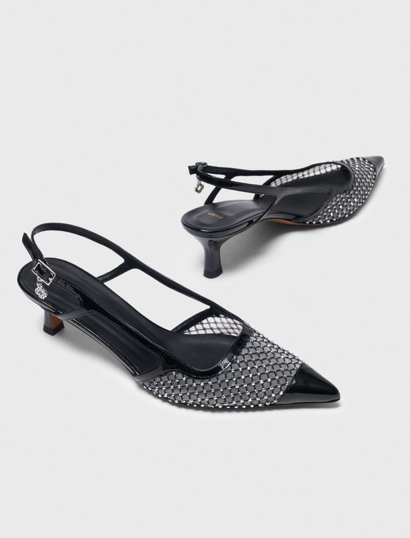 Rhinestone mesh pumps 6