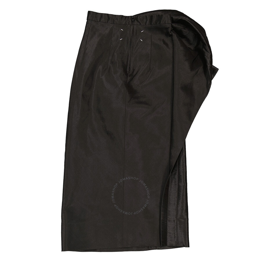 Maison Margiela Ladies Black Floral-Detail Midi Skirt - 2