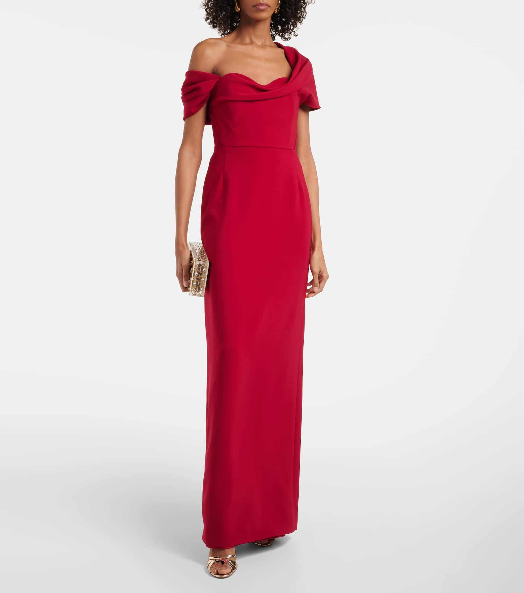 Draped off-shoulder crêpe gown - 2